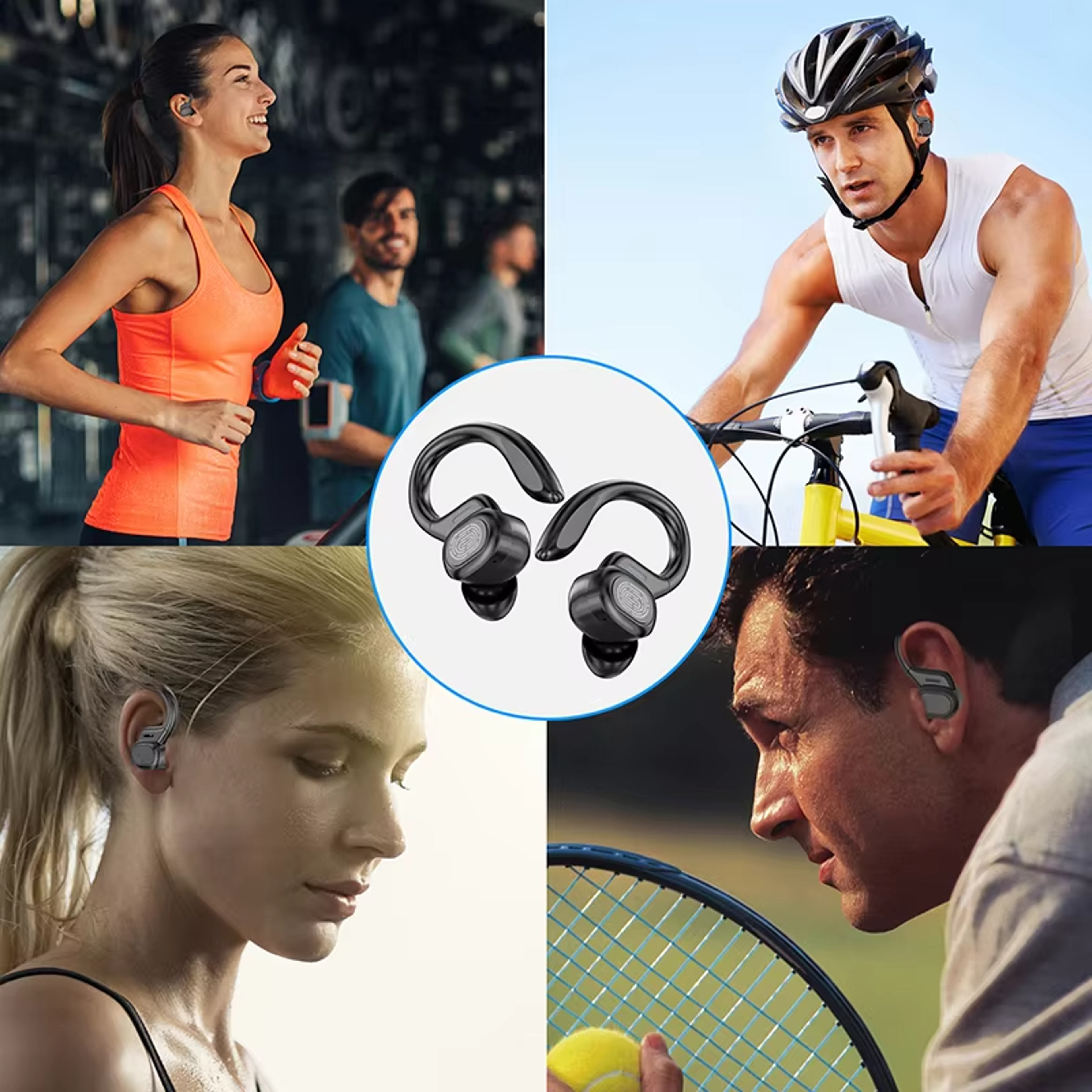 Bluetooth 53 Earbuds With Ear Hook LED Power Display  HiFi Stereo Sound 2