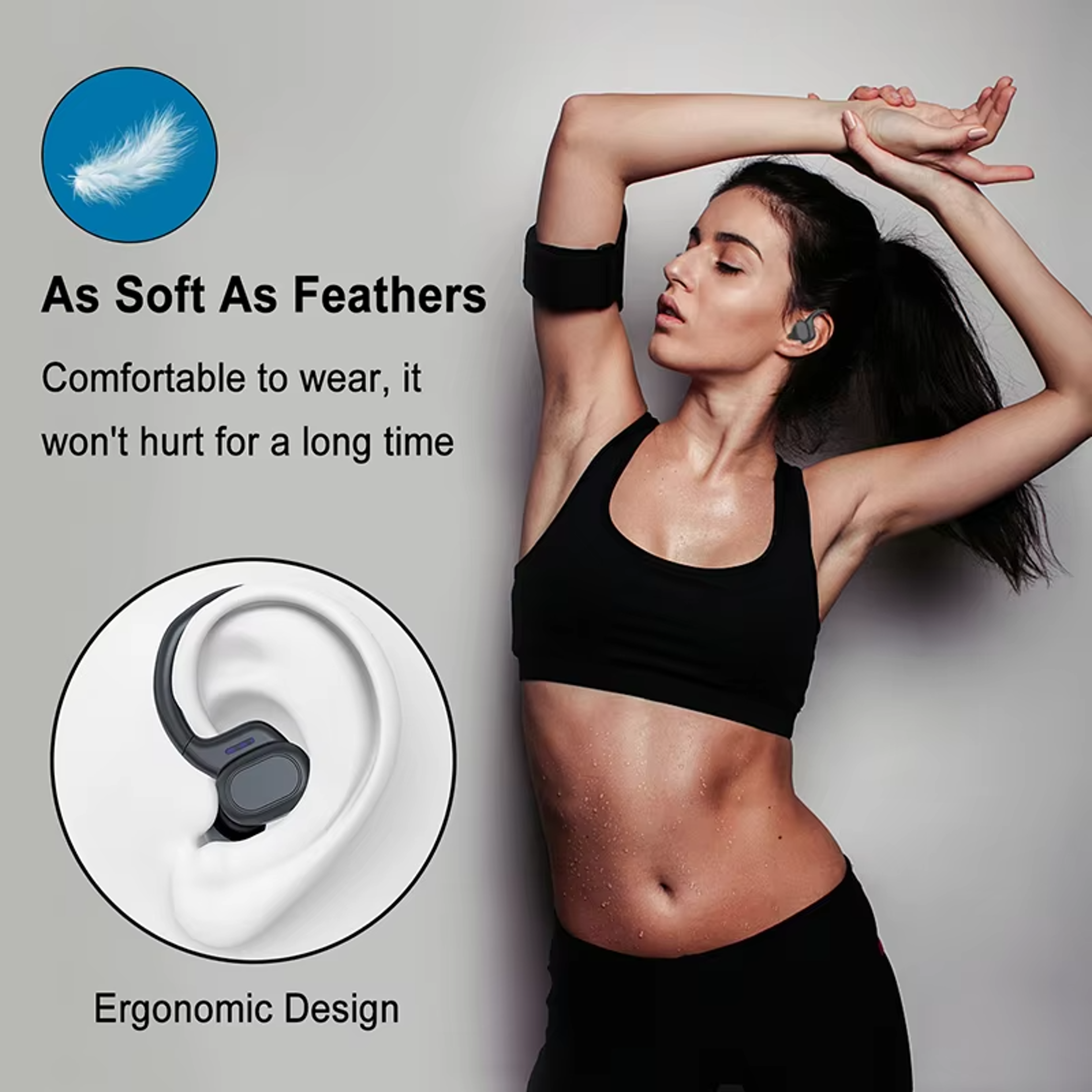 Bluetooth 53 Earbuds With Ear Hook LED Power Display  HiFi Stereo Sound 4