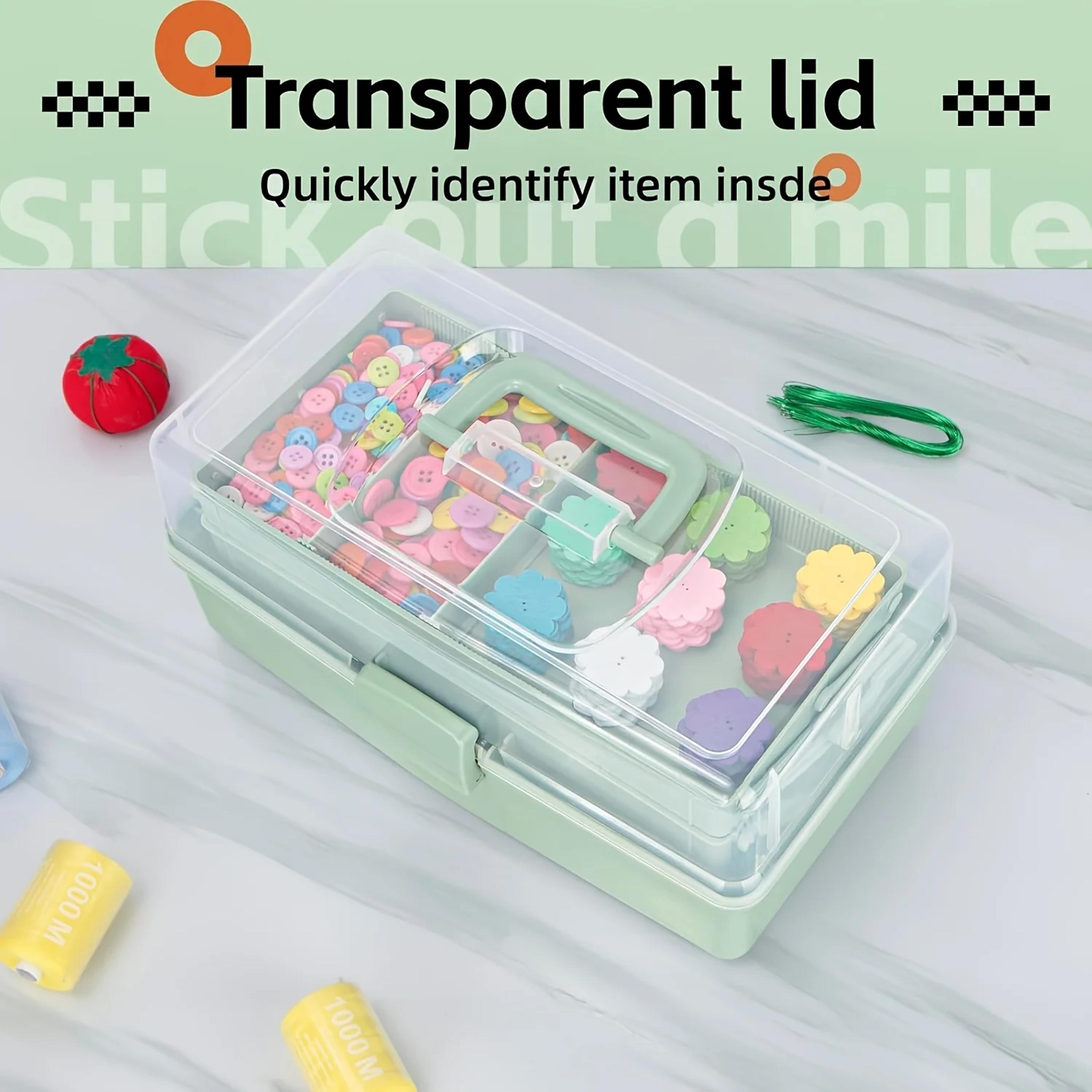 3 Layer Craft Organizer Box With Adjustable Dividers And Portable Handle 5
