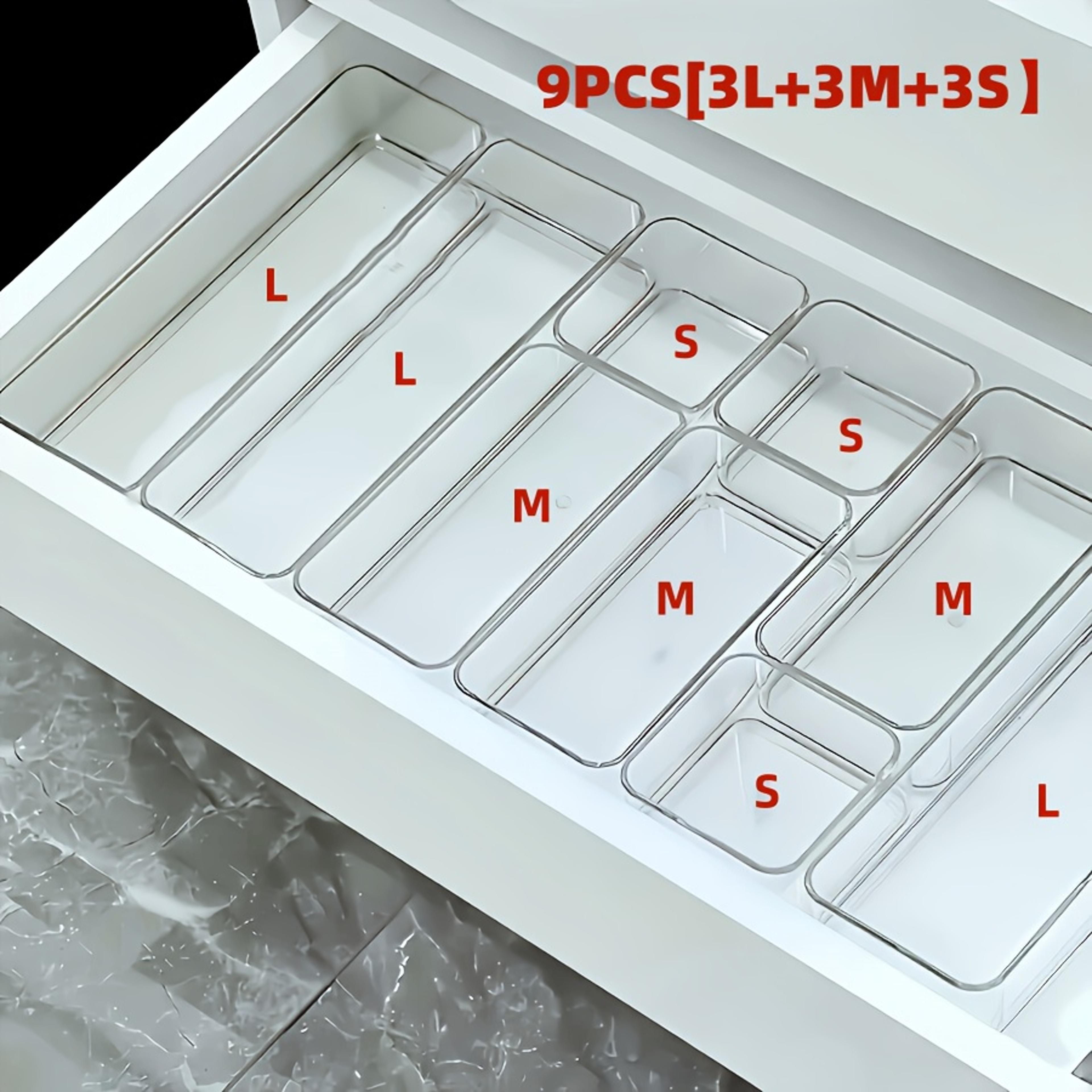 Clear Drawer Organizer Set With Modular Storage Trays For Vanity Kitchen And Office 1