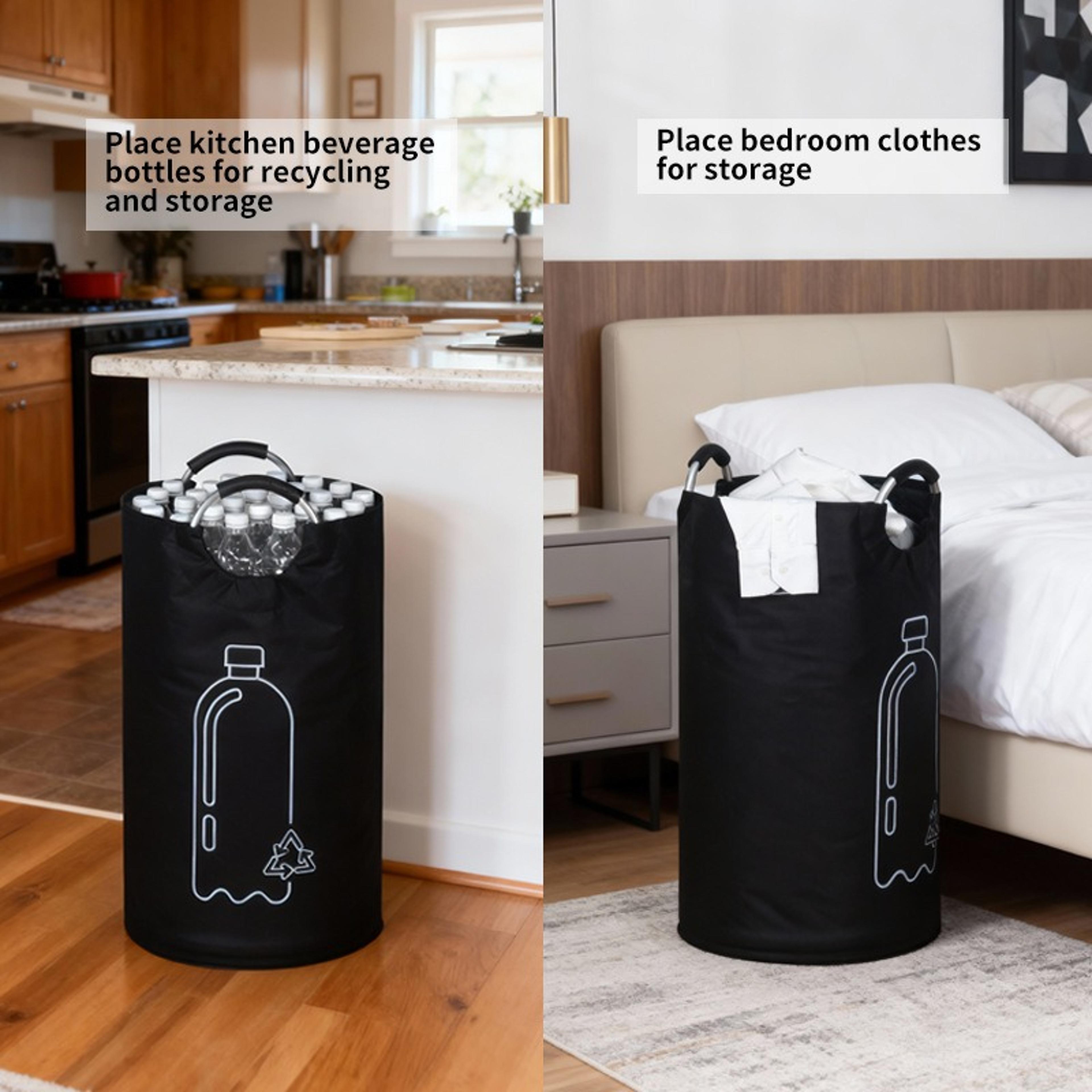 Bottle Recycling Bag Foldable Recycling Bin With Aluminum Handles 4