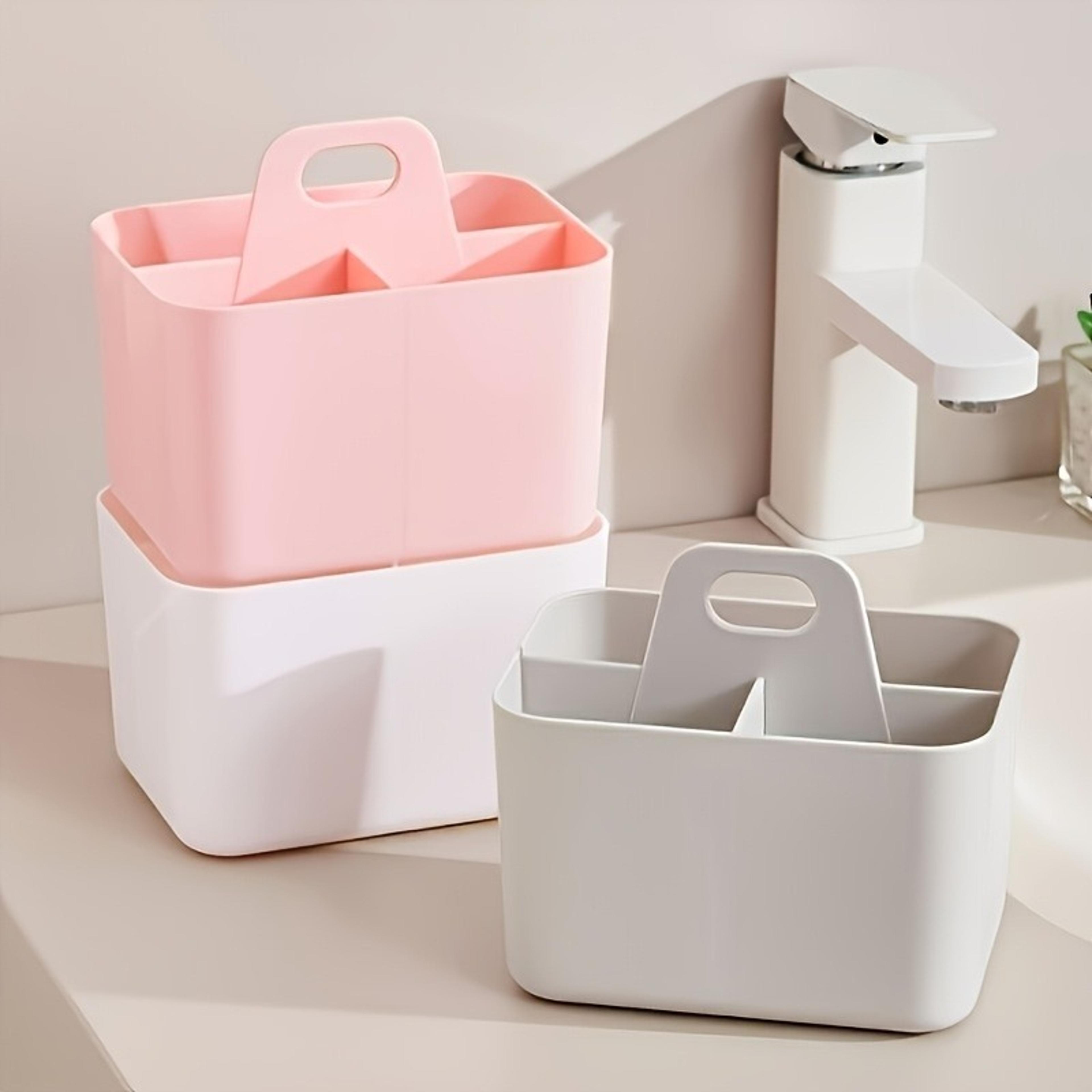 3 Compartment Portable Storage Caddy With Handle For Stationery And Craft Supplies 3