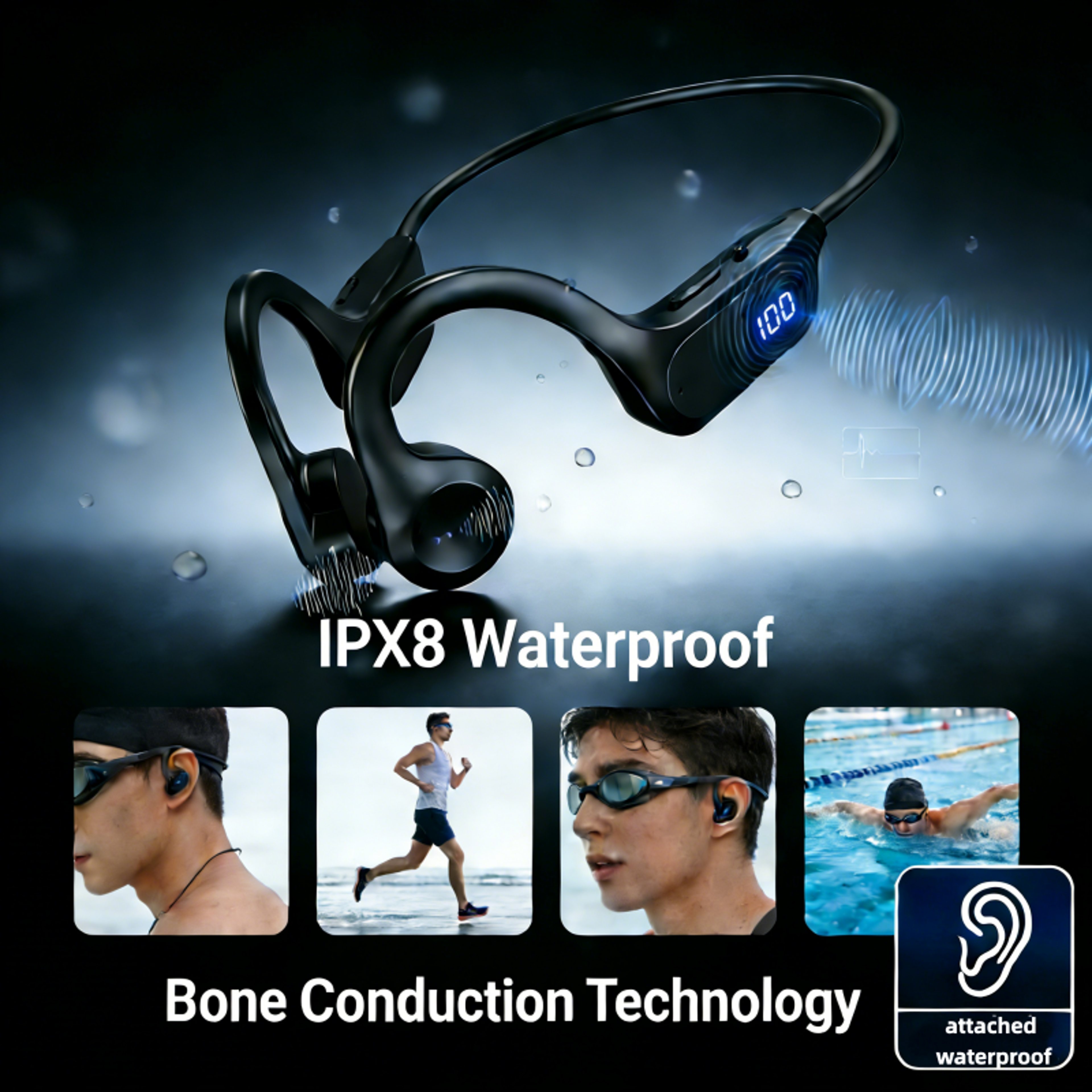 Bone Conduction Headphones Wireless Open Ear Sports Headset For Swimming And Running 2