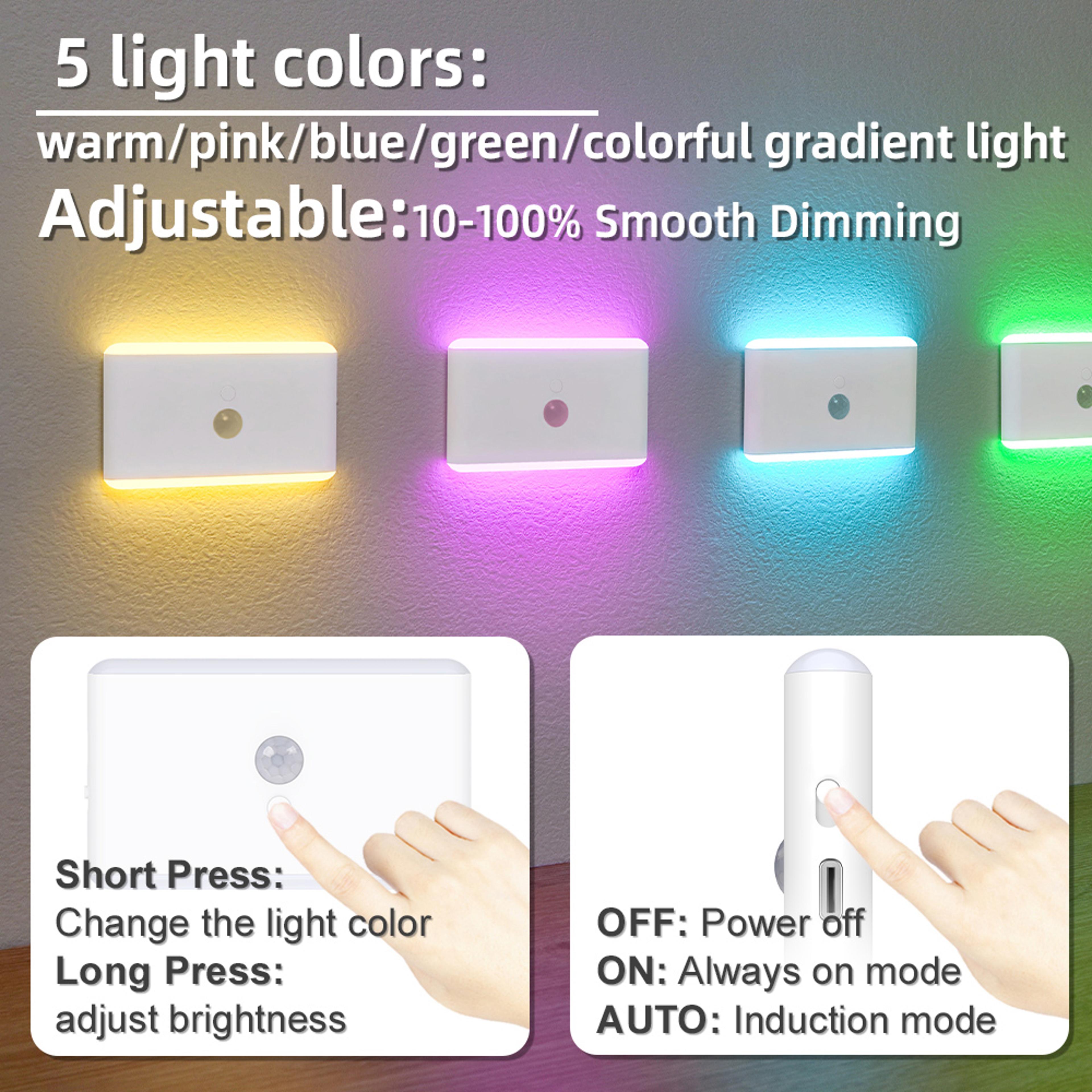 Smart Motion Sensor Night Light Rechargeable LED Color Changing Ambient Light 5