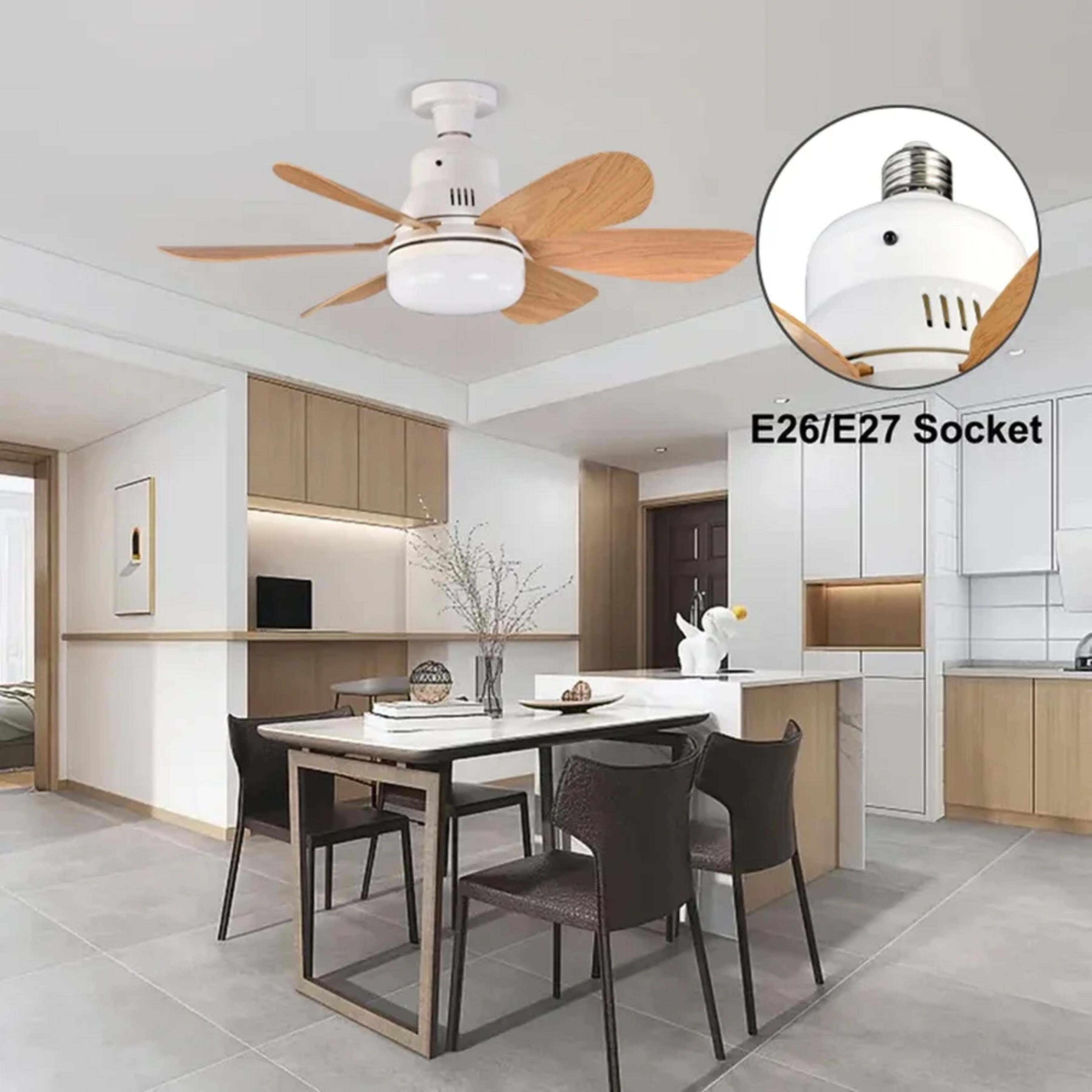 E26 E27 Socket Ceiling Fan With Light And Remote Control Dimmable LED Fan 5