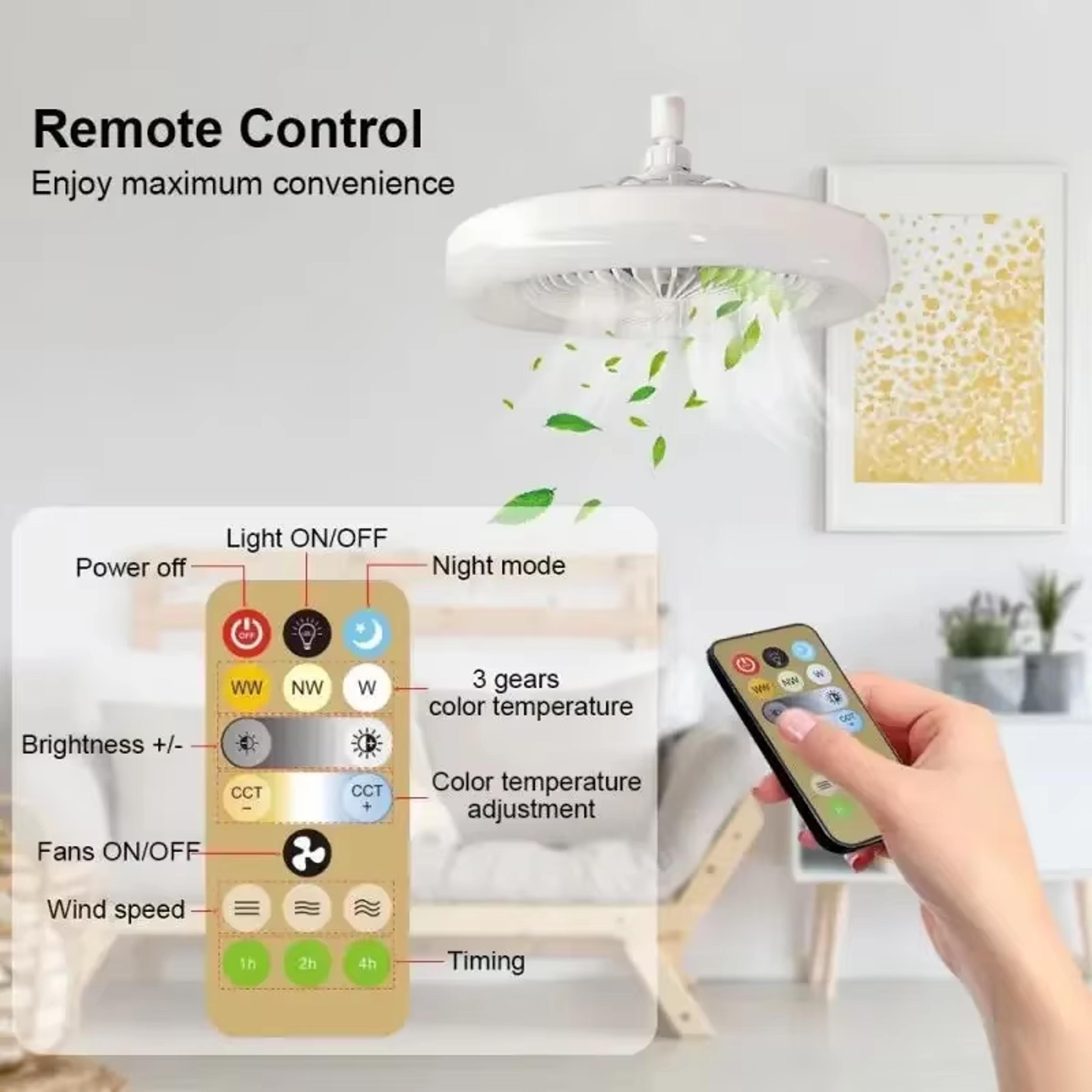 Smart E27 Ceiling Fan With Light And Remote Control 4