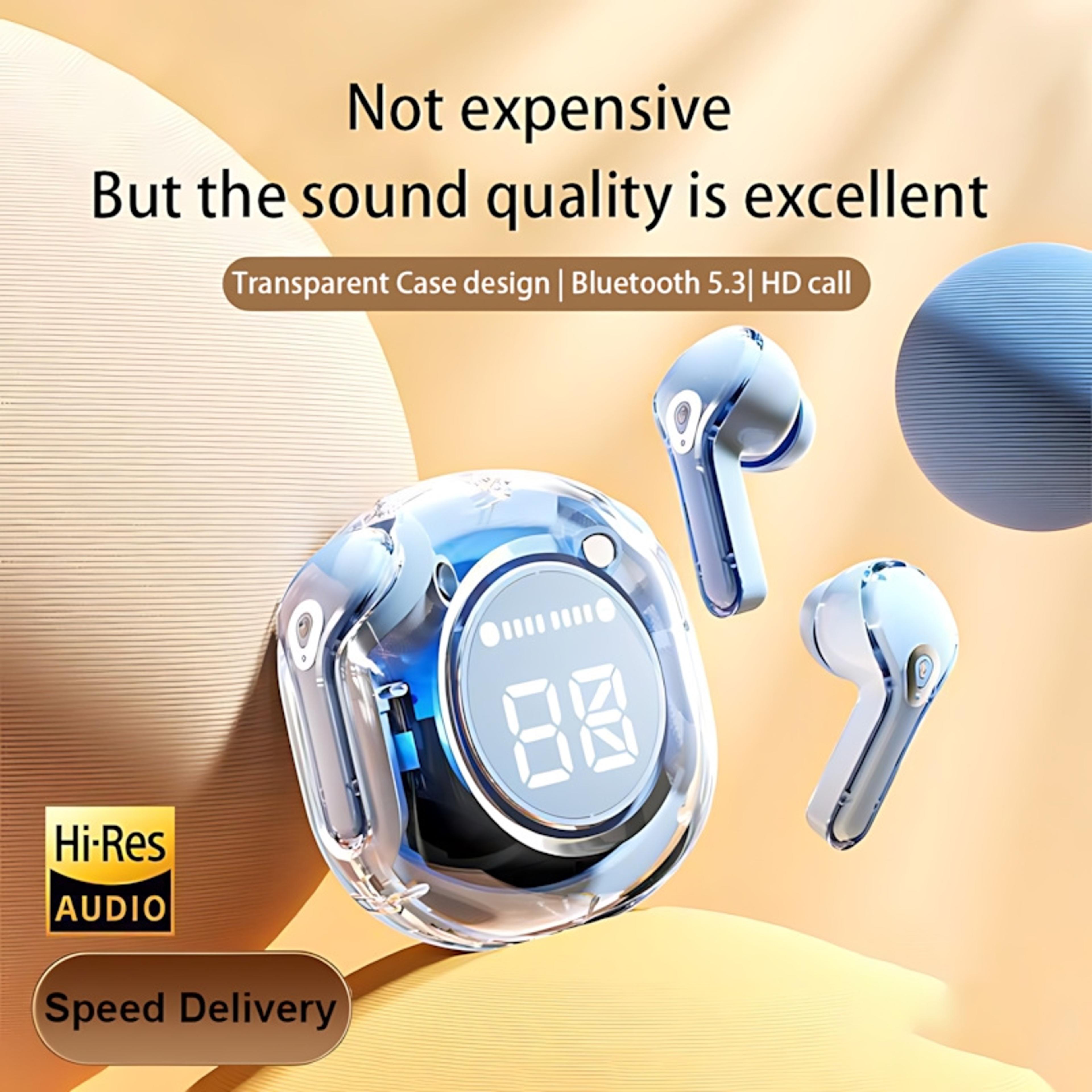 T8 PRO Wireless Bluetooth Earbuds With Transparent Charging Case And LED Battery Display 1