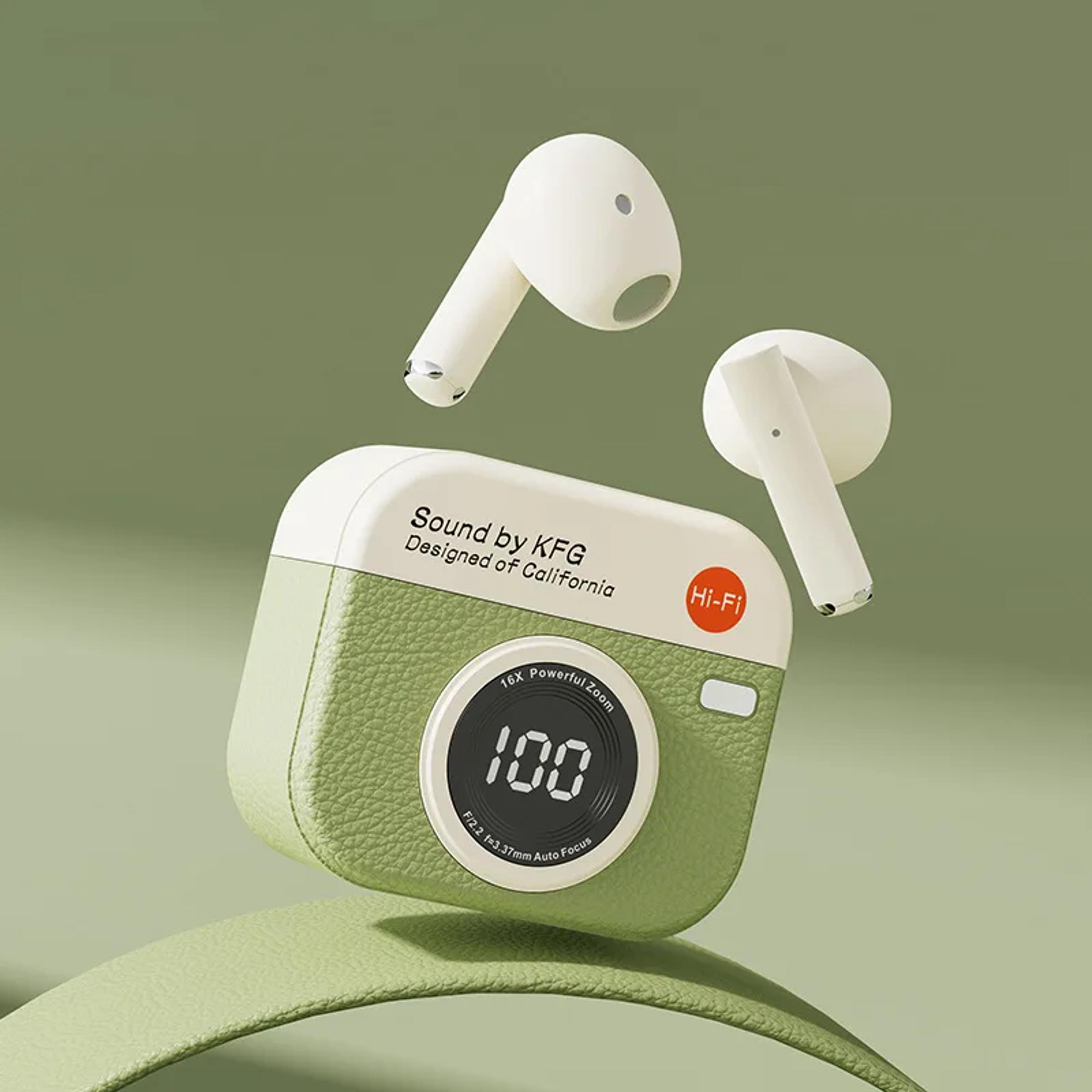 Retro Camera Wireless Earbuds With Digital Display 7