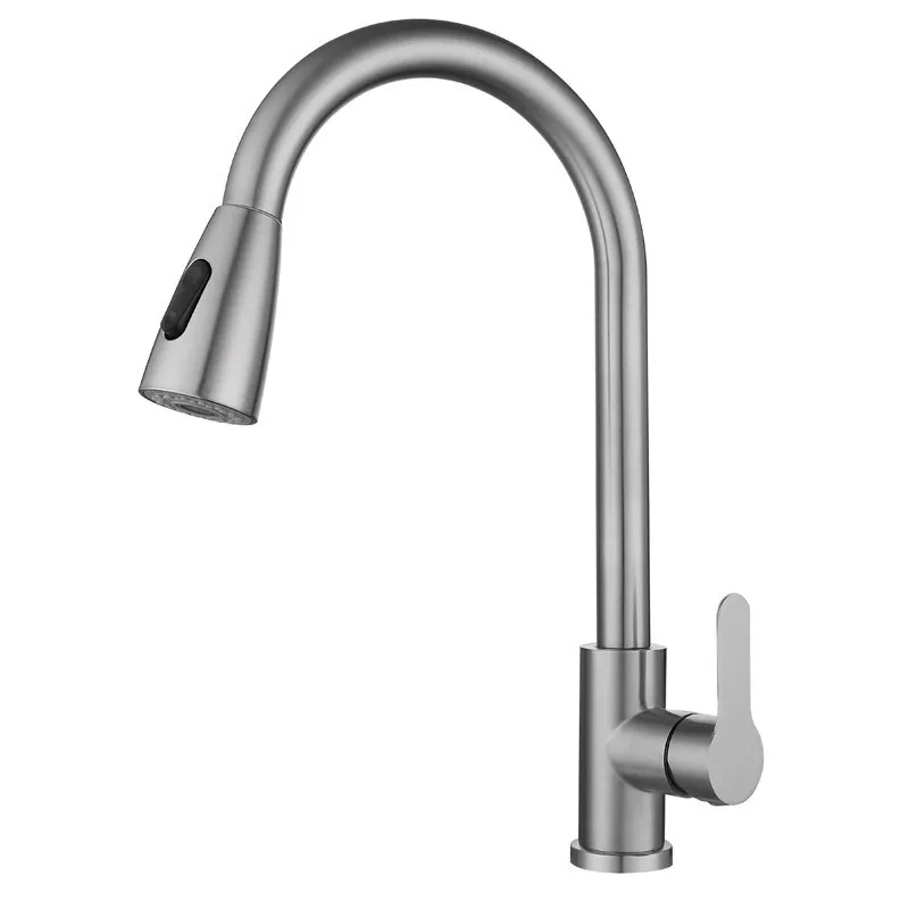 Brushed Nickel Pull Out Kitchen Faucet With Stream Sprayer And Single Handle Mixer 6