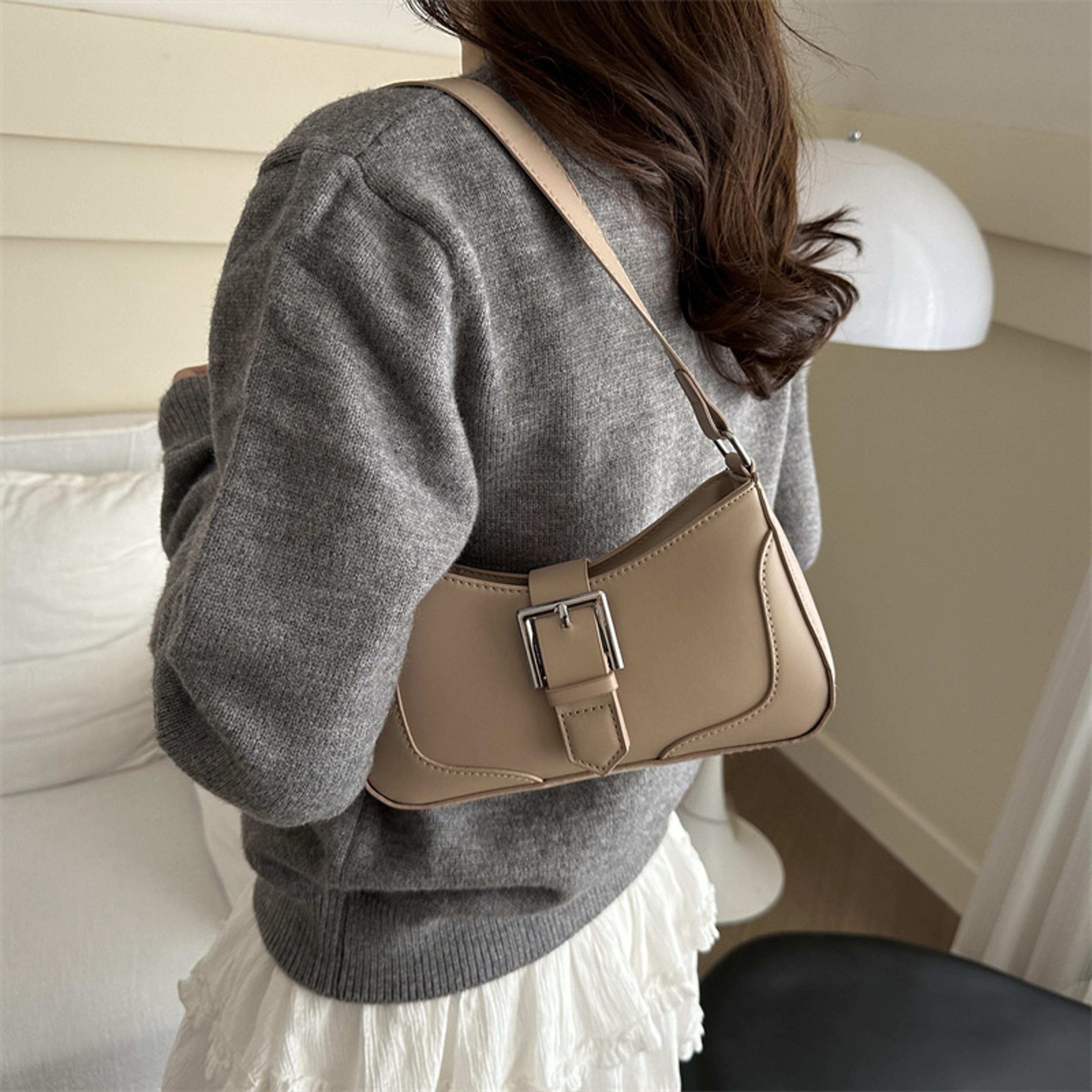 elegant womens underarm bag with buckle minimalist shoulder purse for everyday style