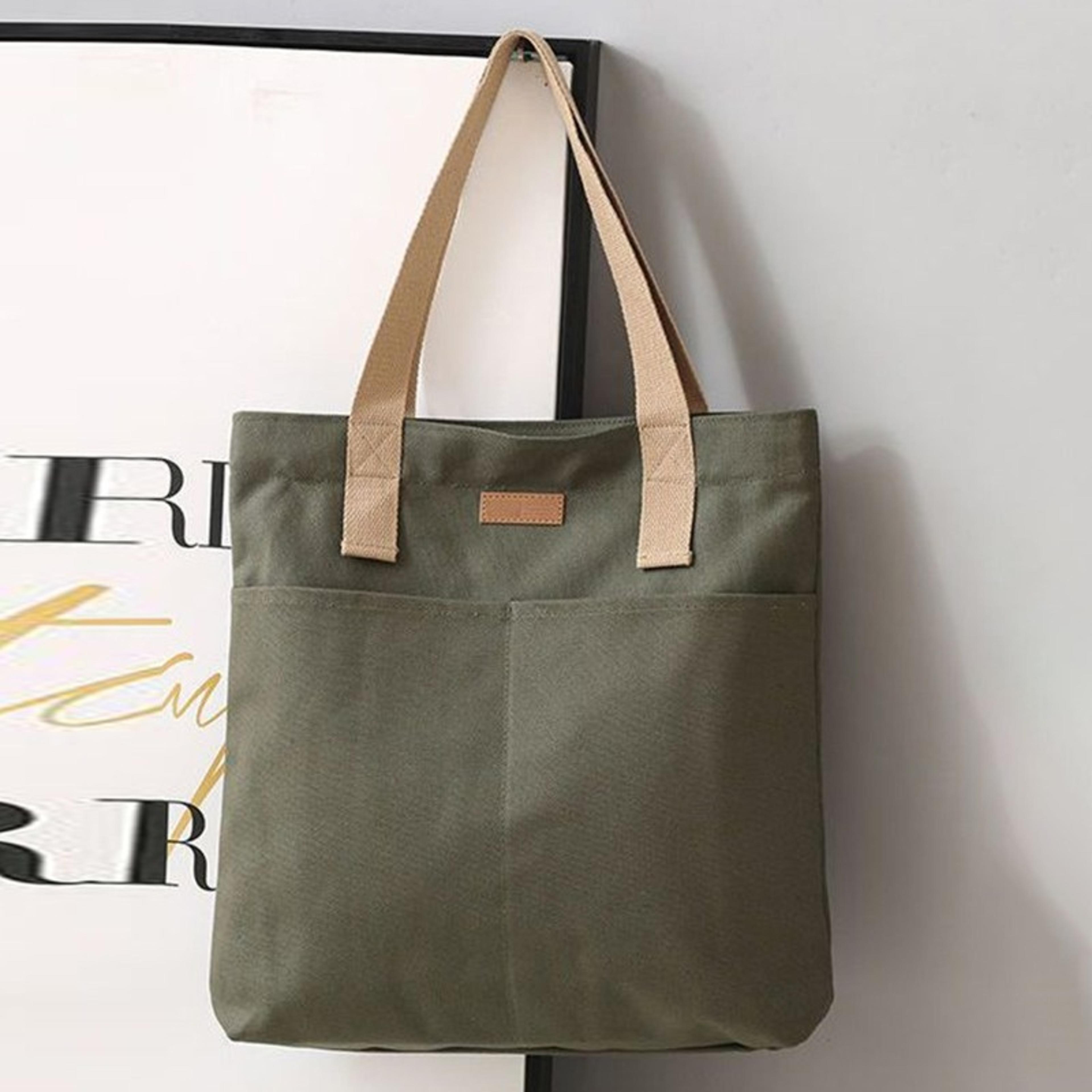 Everyday Multi Pocket Canvas Tote Bag For Work College And Daily Carry 7