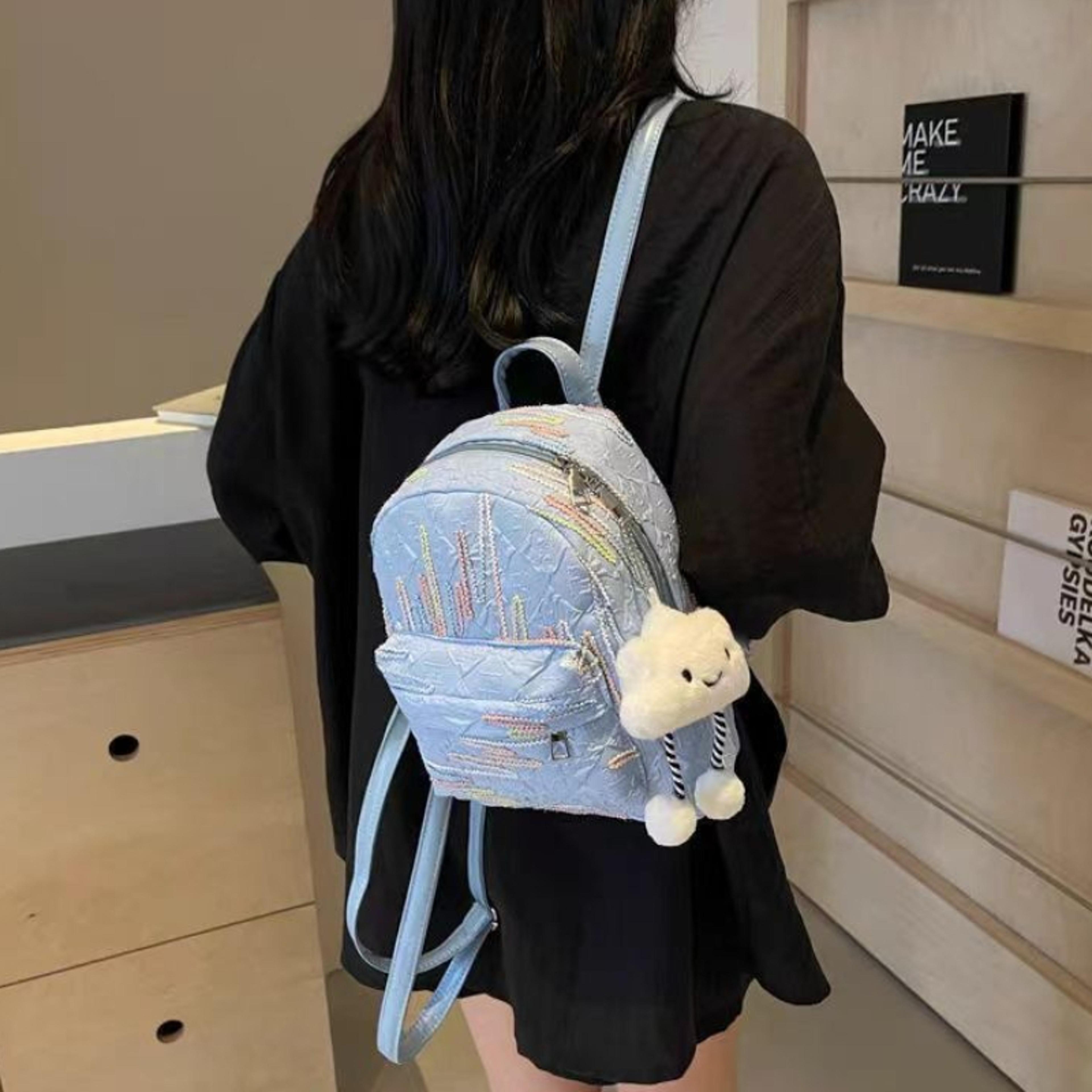 Cloud Charm Embroidered Mini Backpack Lightweight Cute Small Backpack With Colorful Stitching 5