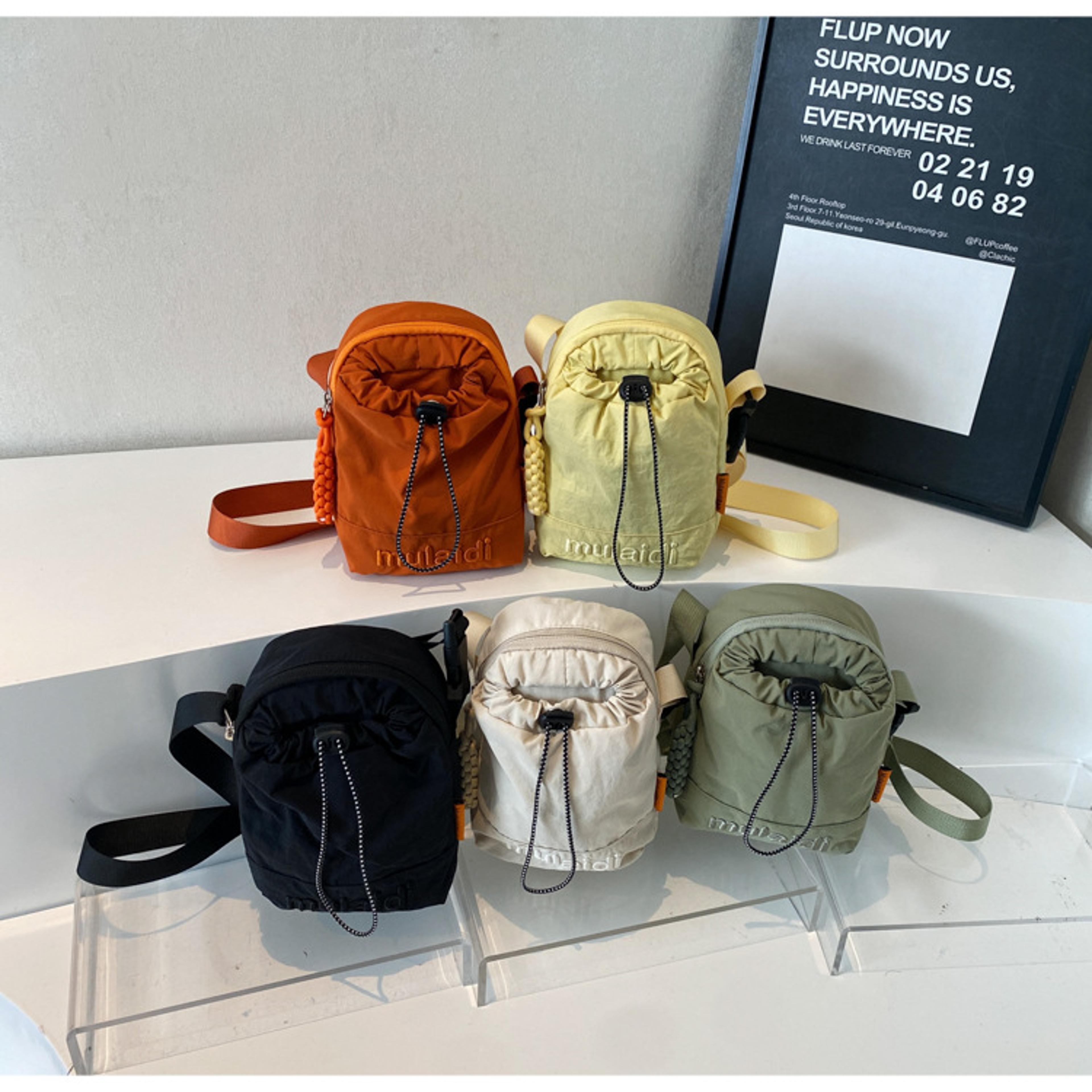 Lightweight Nylon Drawstring Crossbody Bag Mini Bucket Sling Purse 8