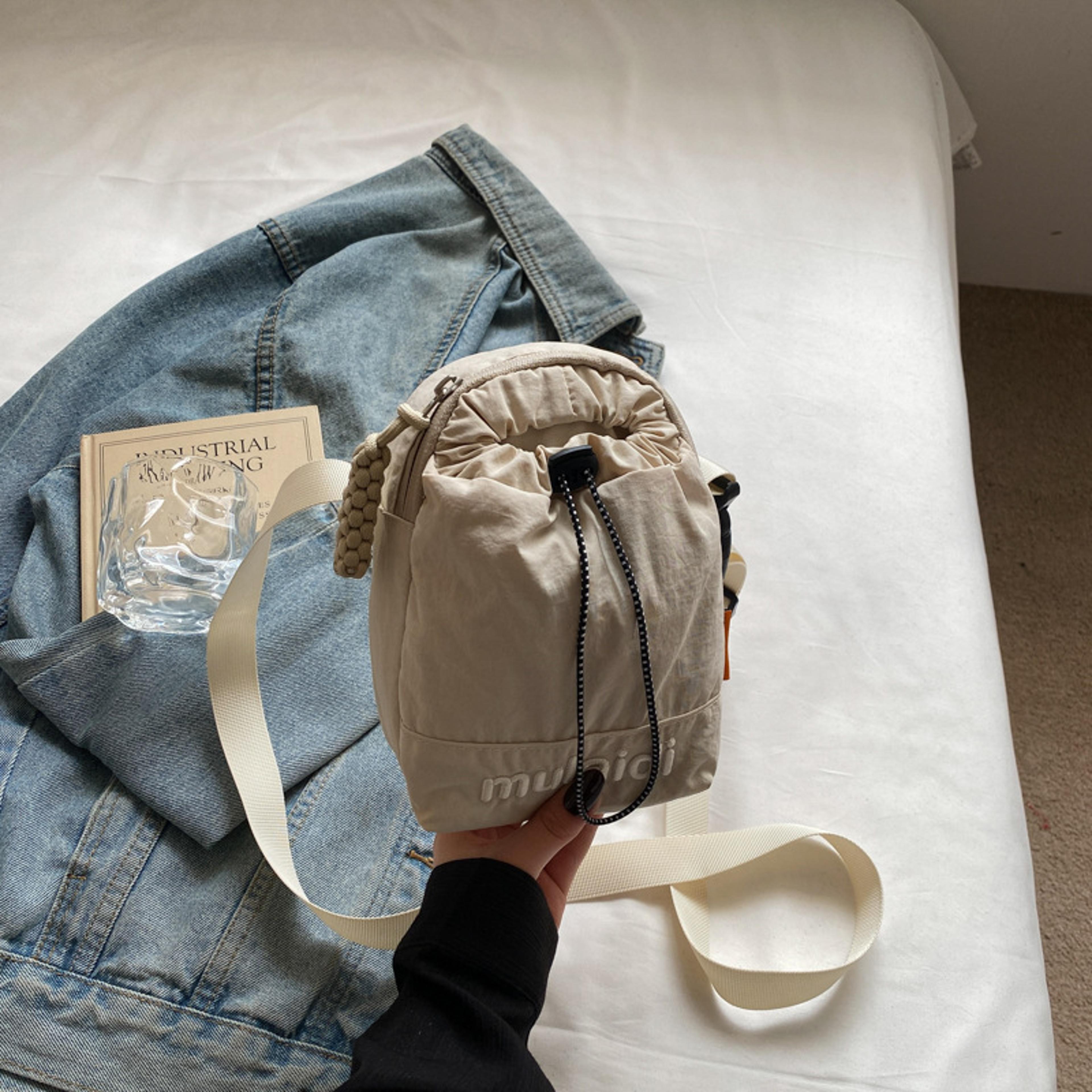 Lightweight Nylon Drawstring Crossbody Bag Mini Bucket Sling Purse 9