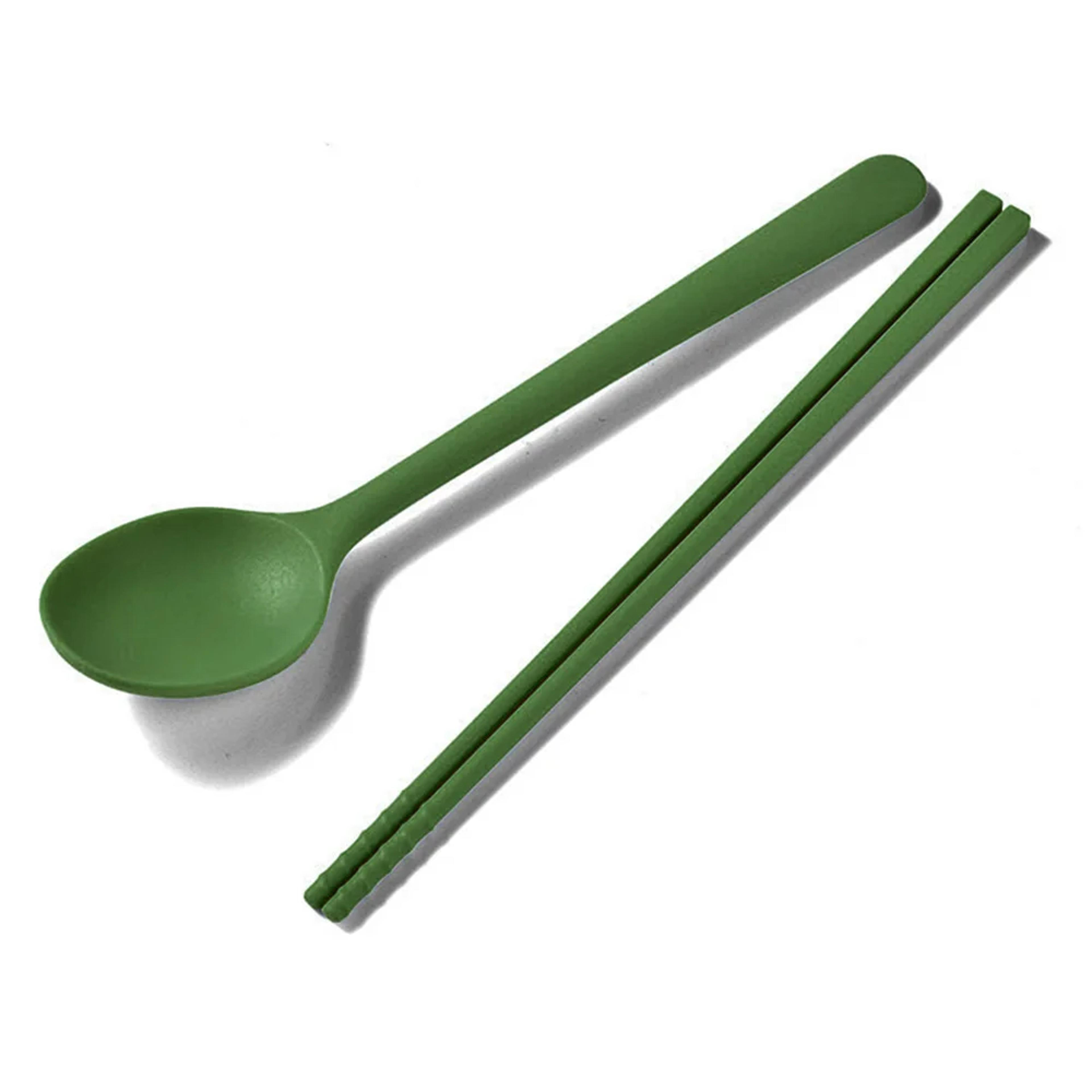 Silicone Flatware Set With Chopsticks And Coffee Dessert Spoons 1