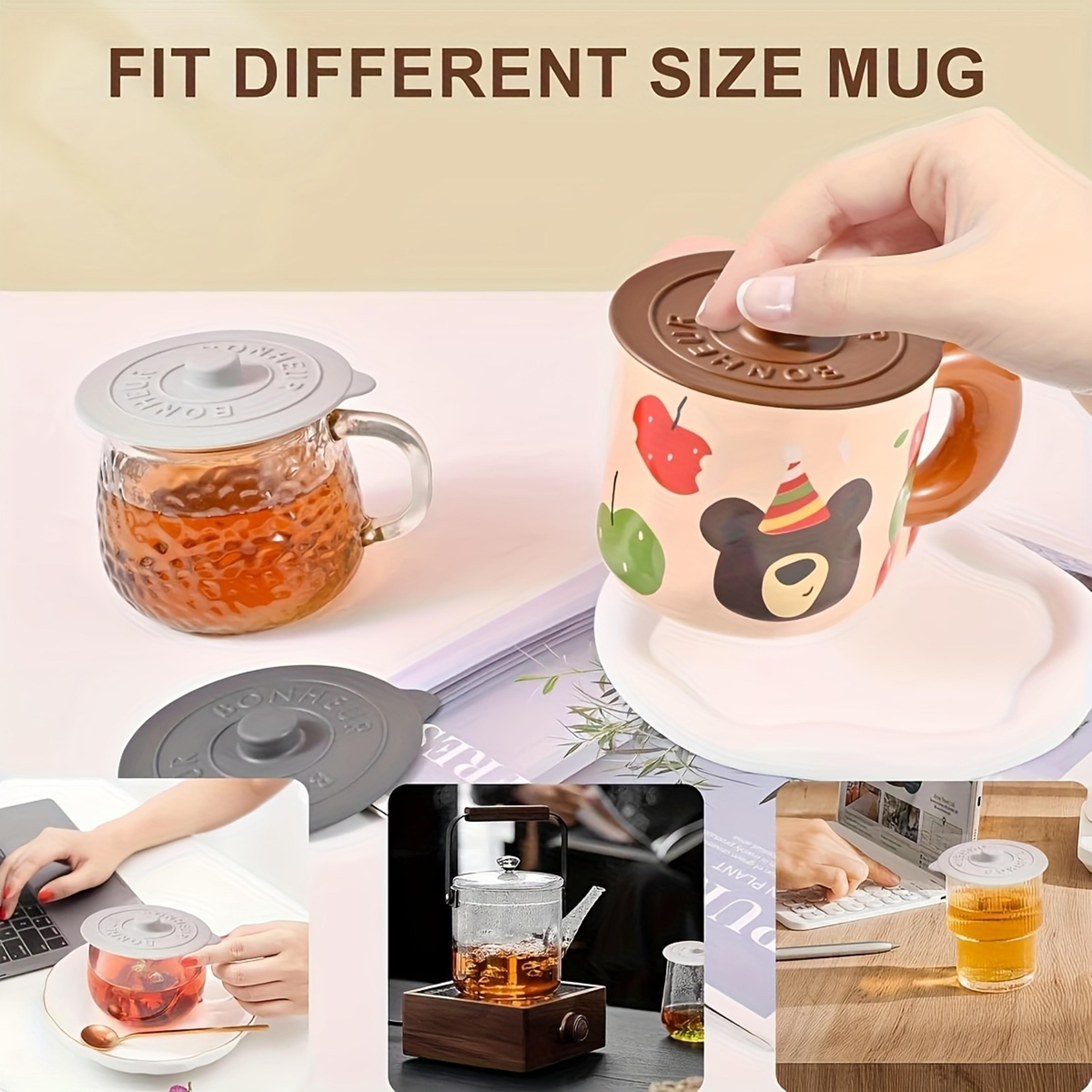 Silicone Cup Lids Reusable Dust Proof Mug Covers With Non Slip Ribbed Grip 3