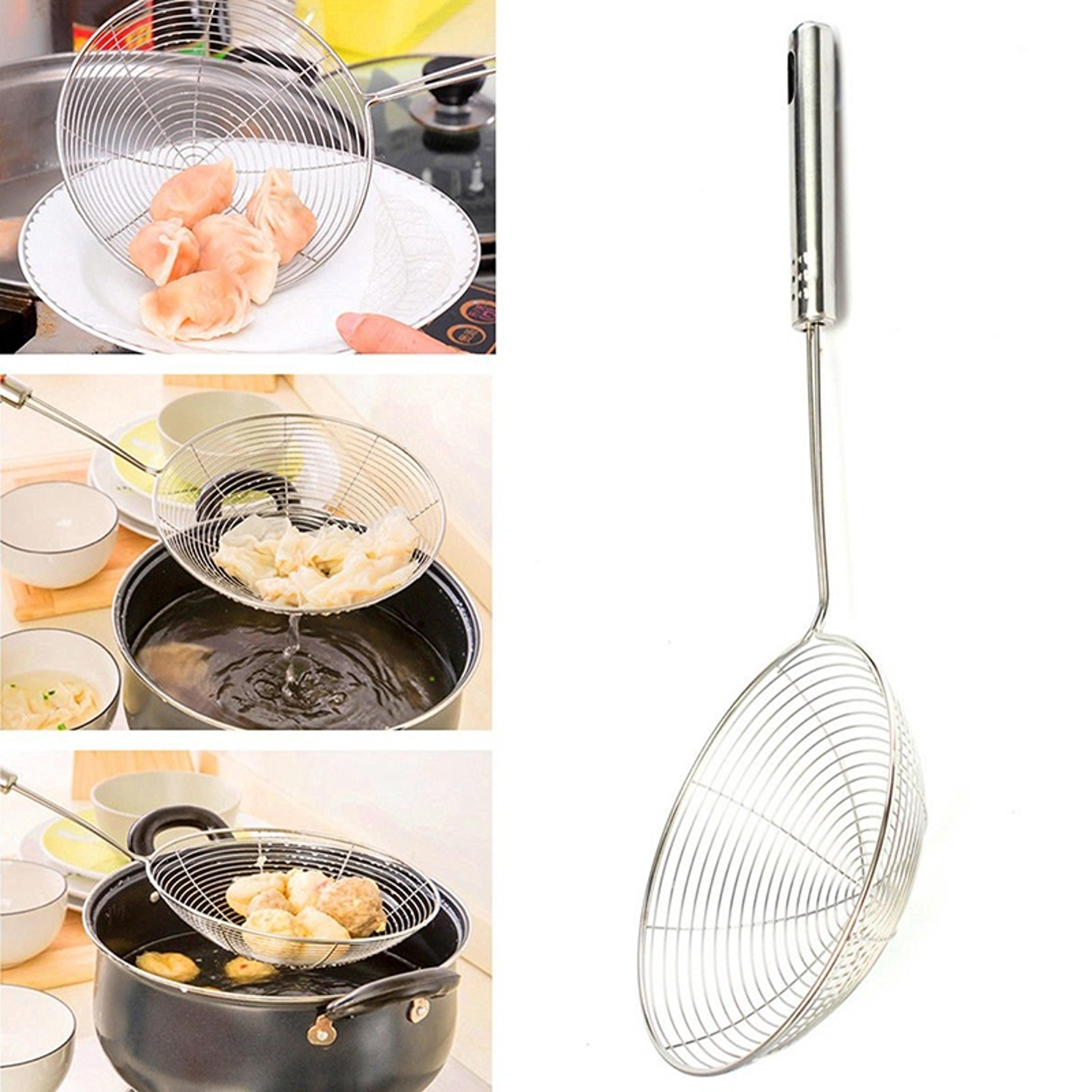 Stainless Steel Spider Strainer Long Handle Deep Fry Skimmer Spoon 1