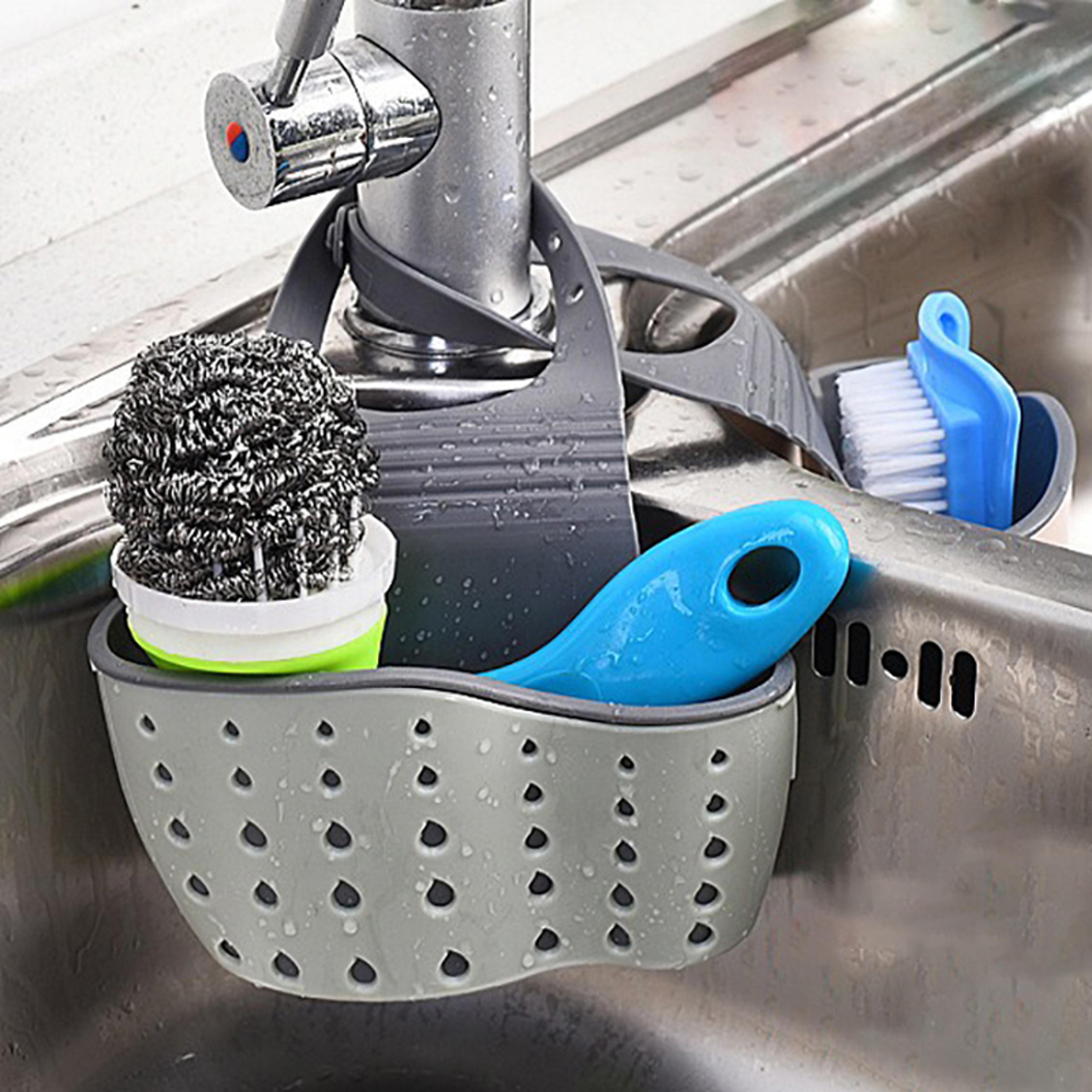 Kitchen Sink Sponge Holder Self Draining Sink Caddy Organizer 2