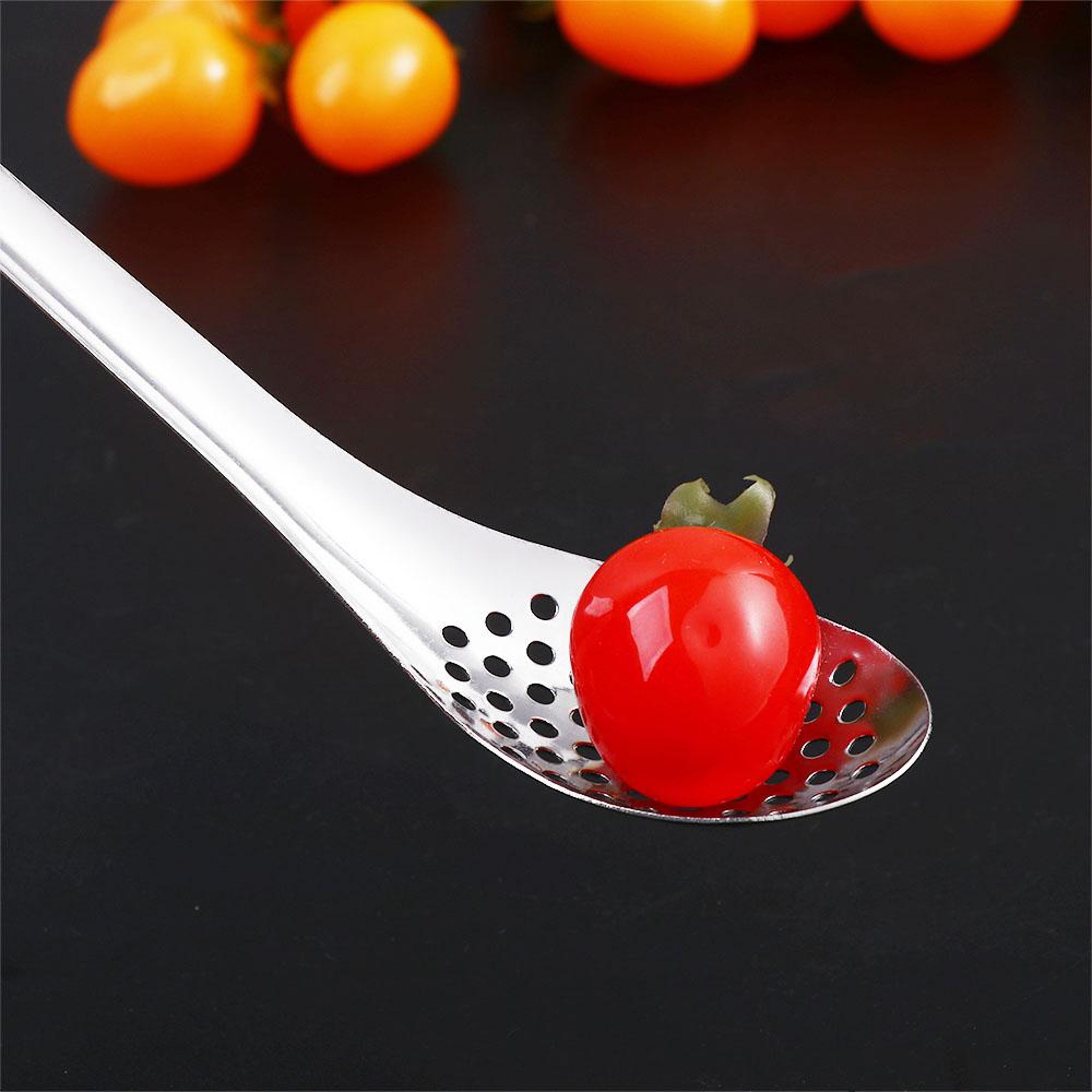 56 Hole Stainless Steel Strainer Spoon For Caviar Egg Yolks And Cooking 2