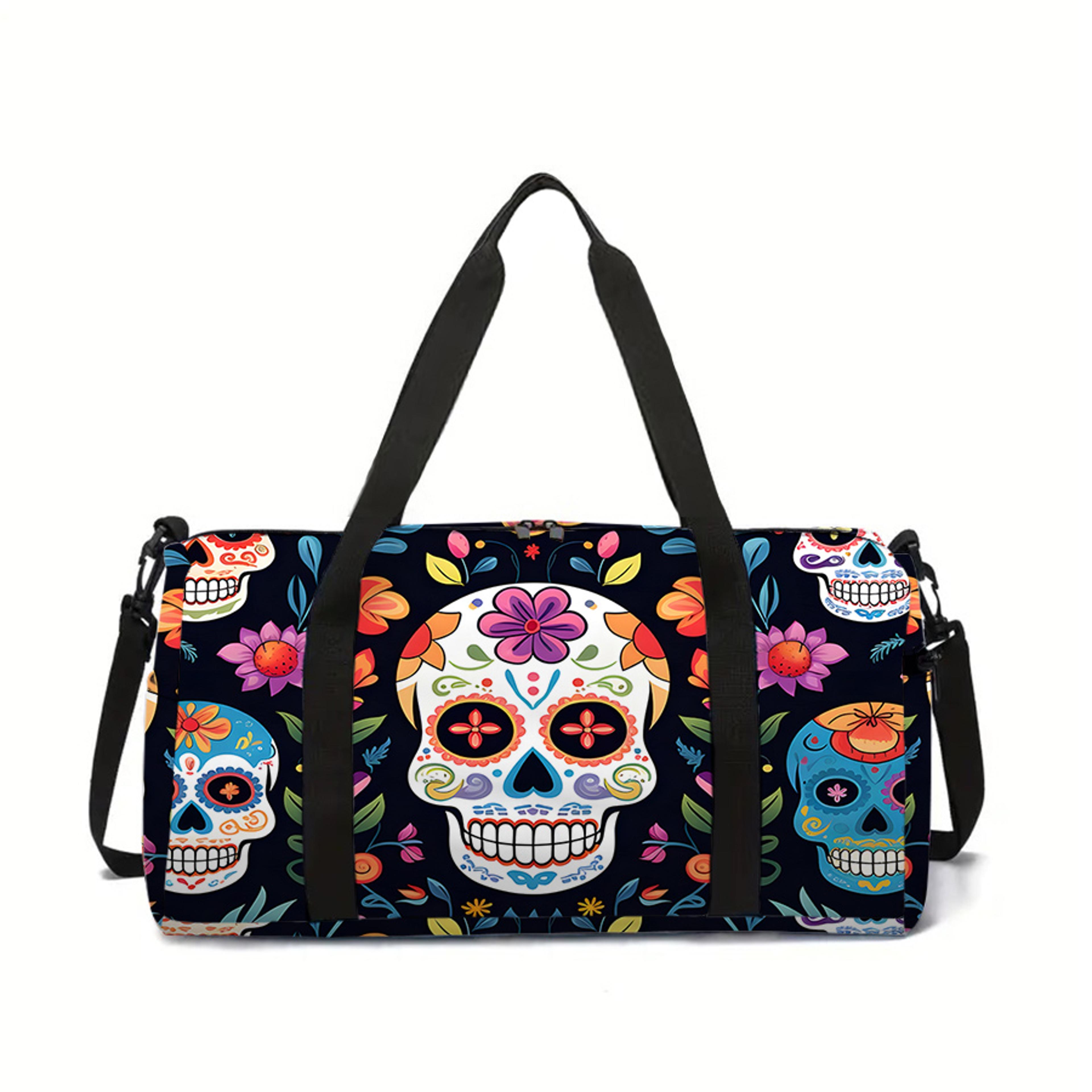 colorful skull kids duffel bag large capacity travel and gym bag