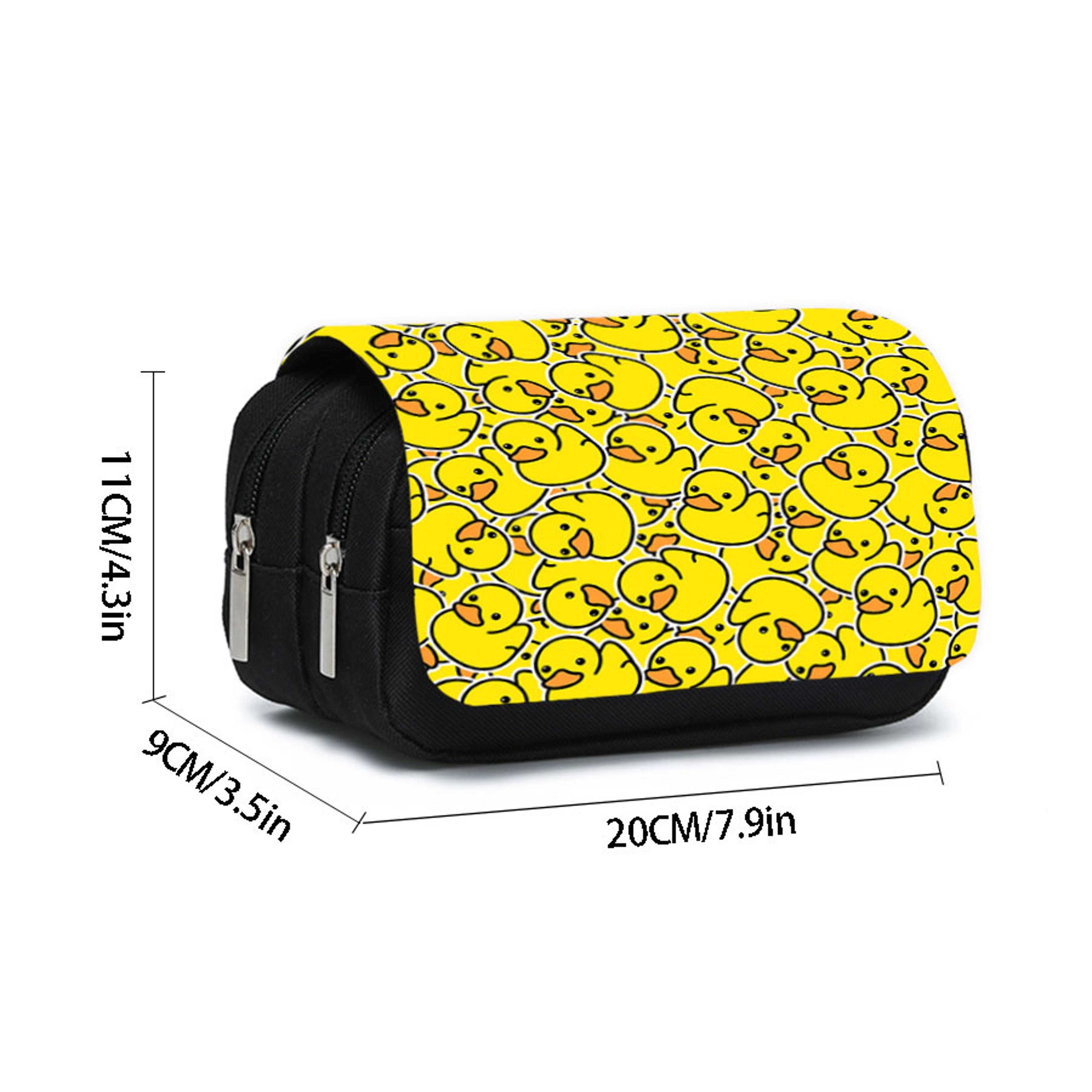 Yellow Duck Double Layer Pencil Case Cute Cartoon School Stationery Organizer For Kids And Teens 2