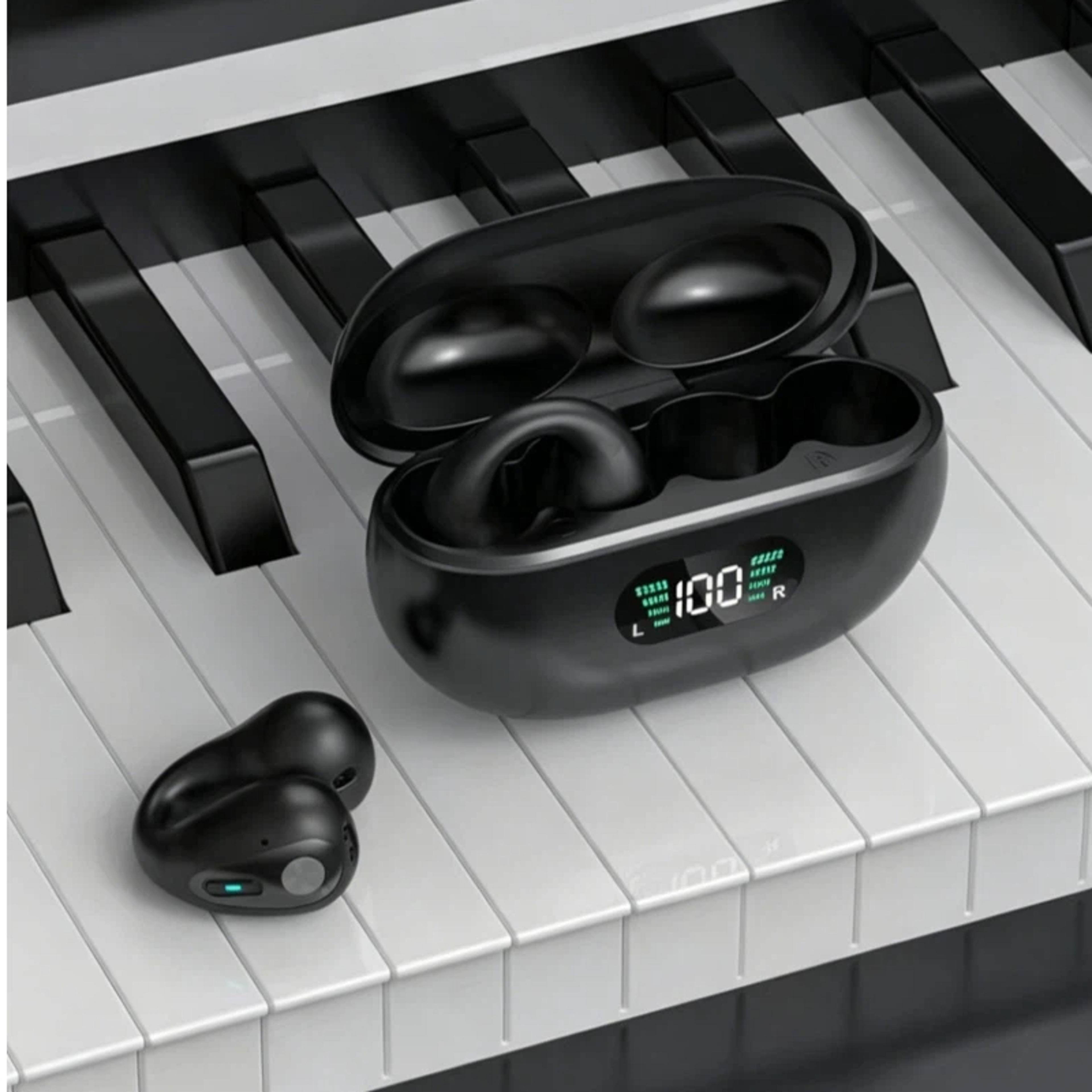 Ear Clip Wireless Bluetooth Earbuds With LED Power Display And HD Sound 3