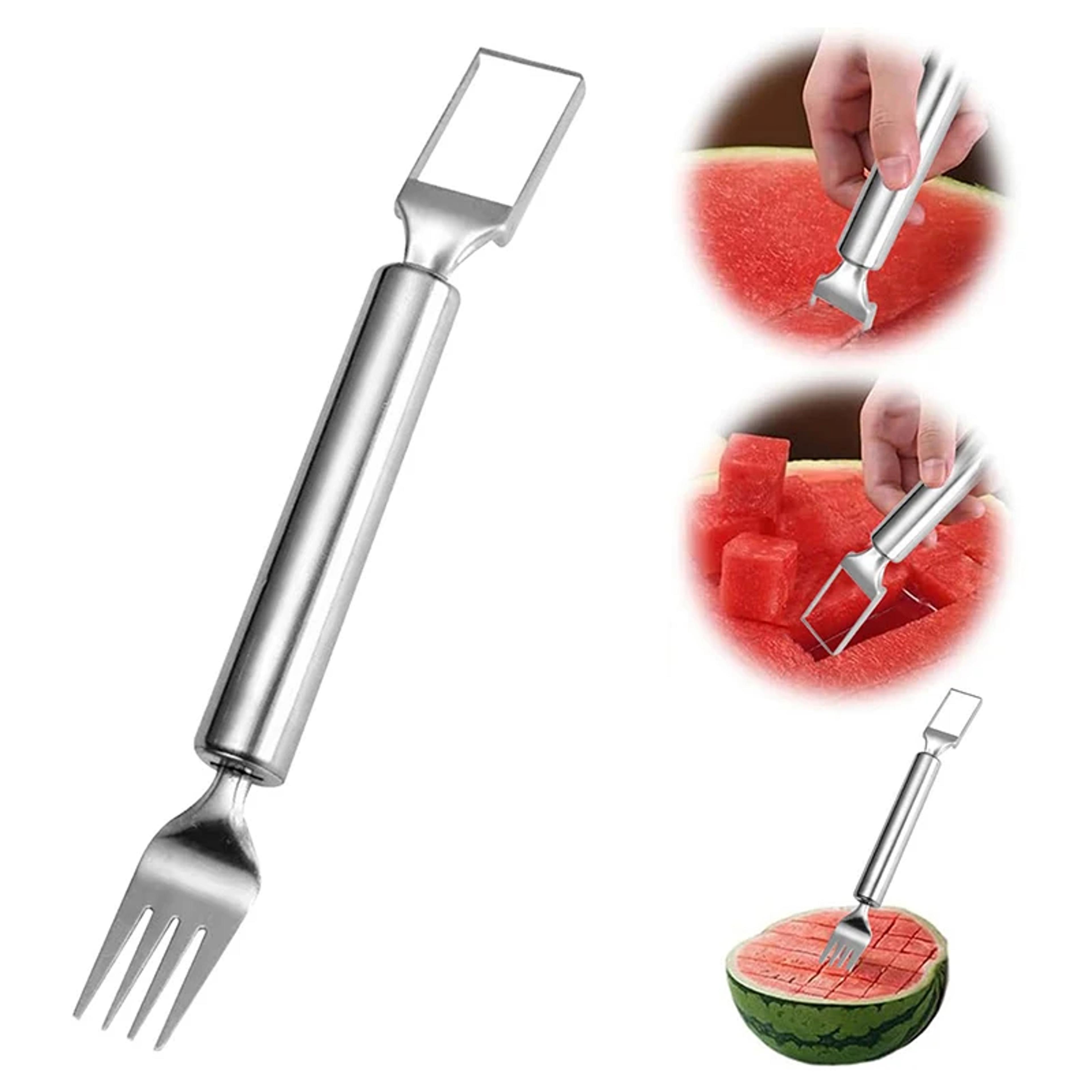 Watermelon Slicer And Fork Stainless Steel Fruit Cutter For Quick Melon Cubes 1