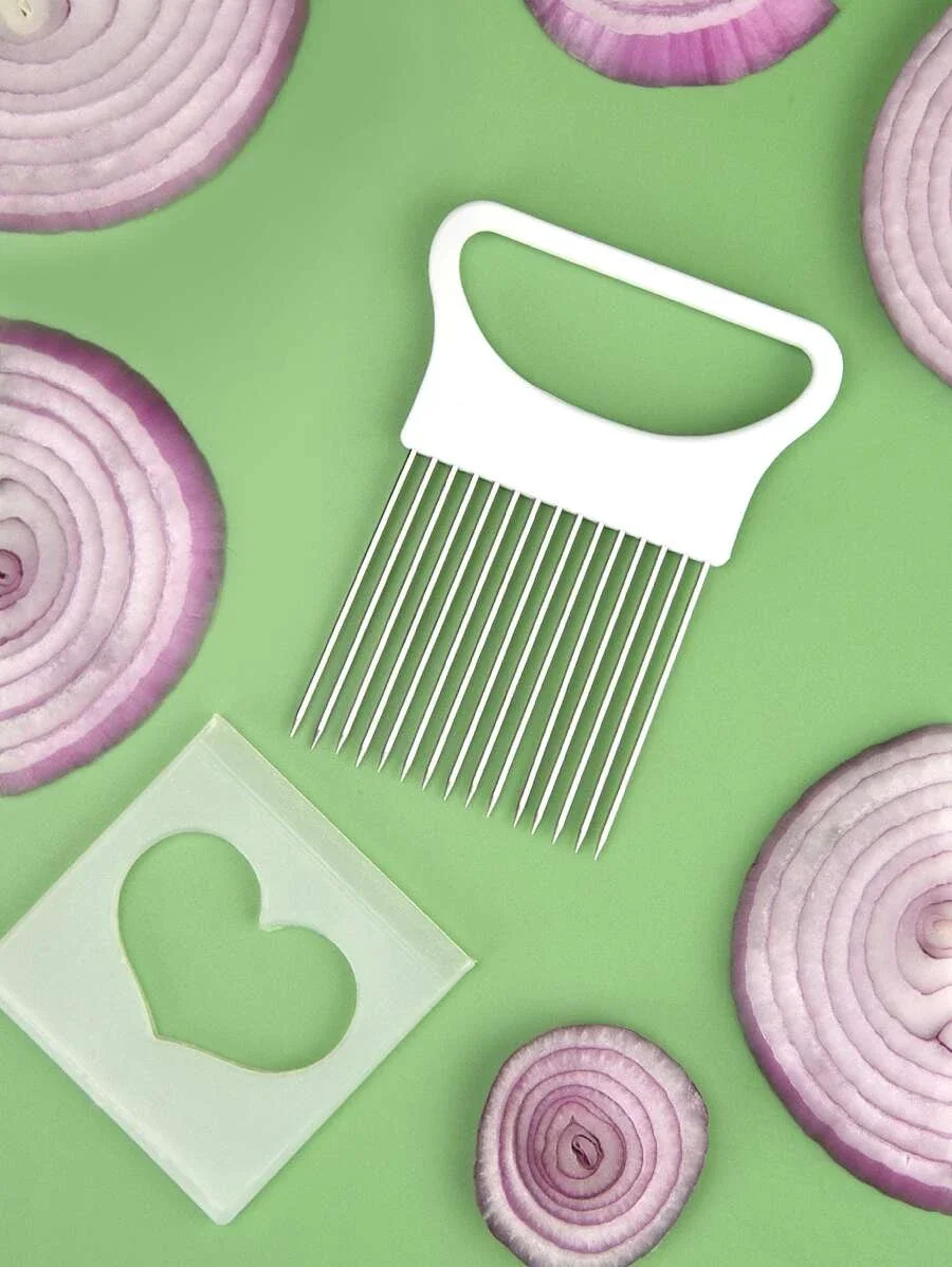Stainless Steel Onion Slicer And Vegetable Slicing Guide For Safe Even Cuts 4