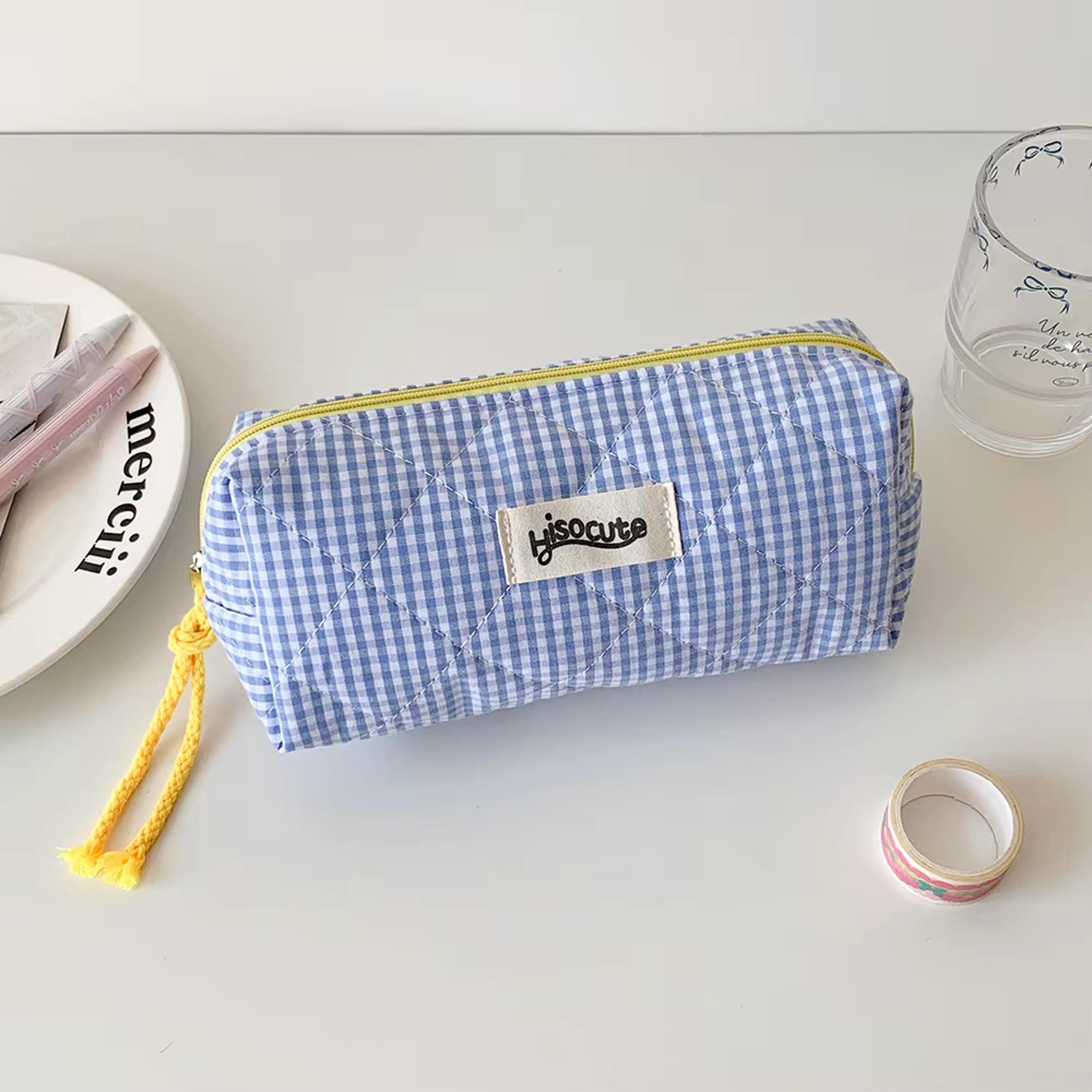 Plaid Large Capacity Pencil Case And Makeup Storage Bag 0