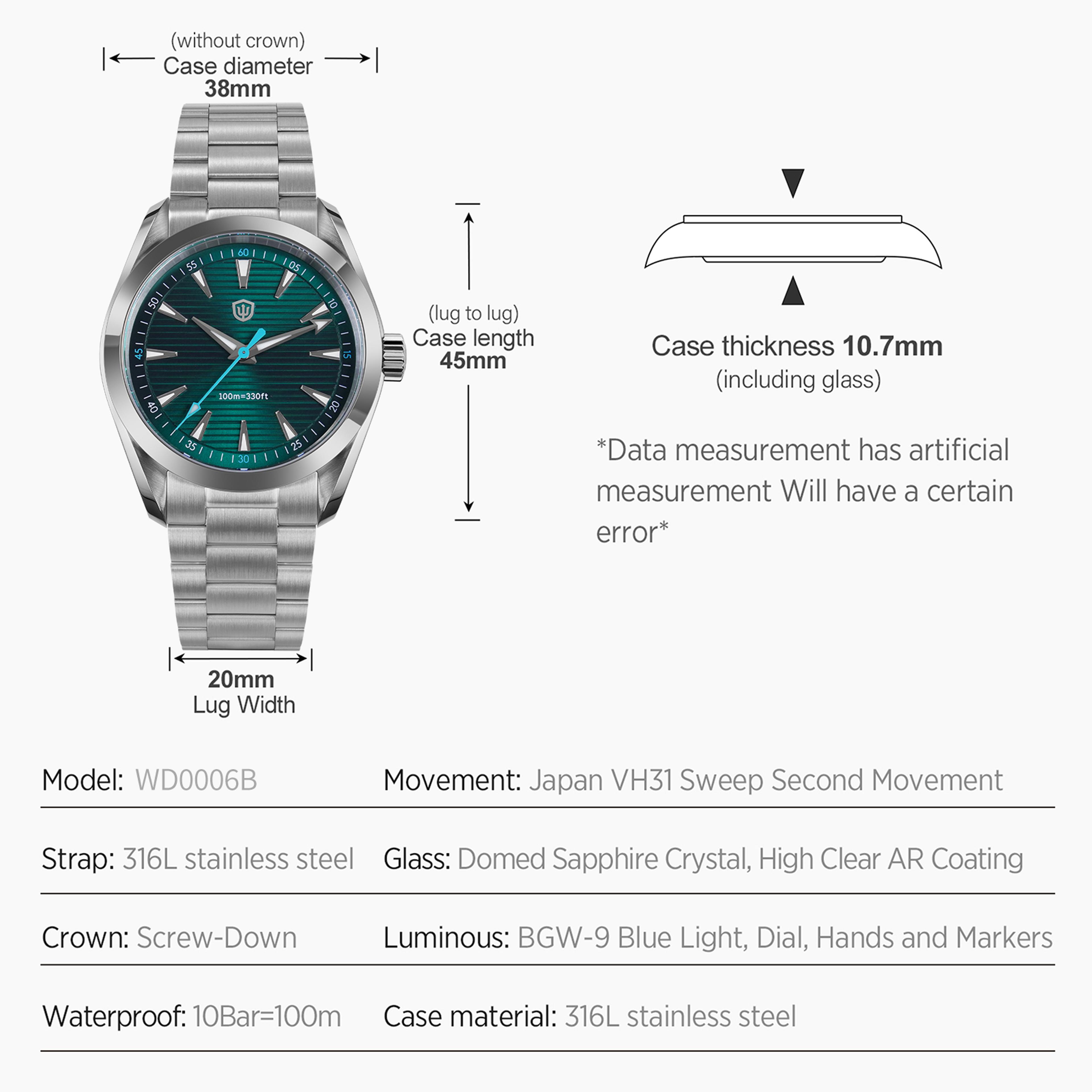 Sweep Second Watch With Sapphire Crystal And Water Resistance 2
