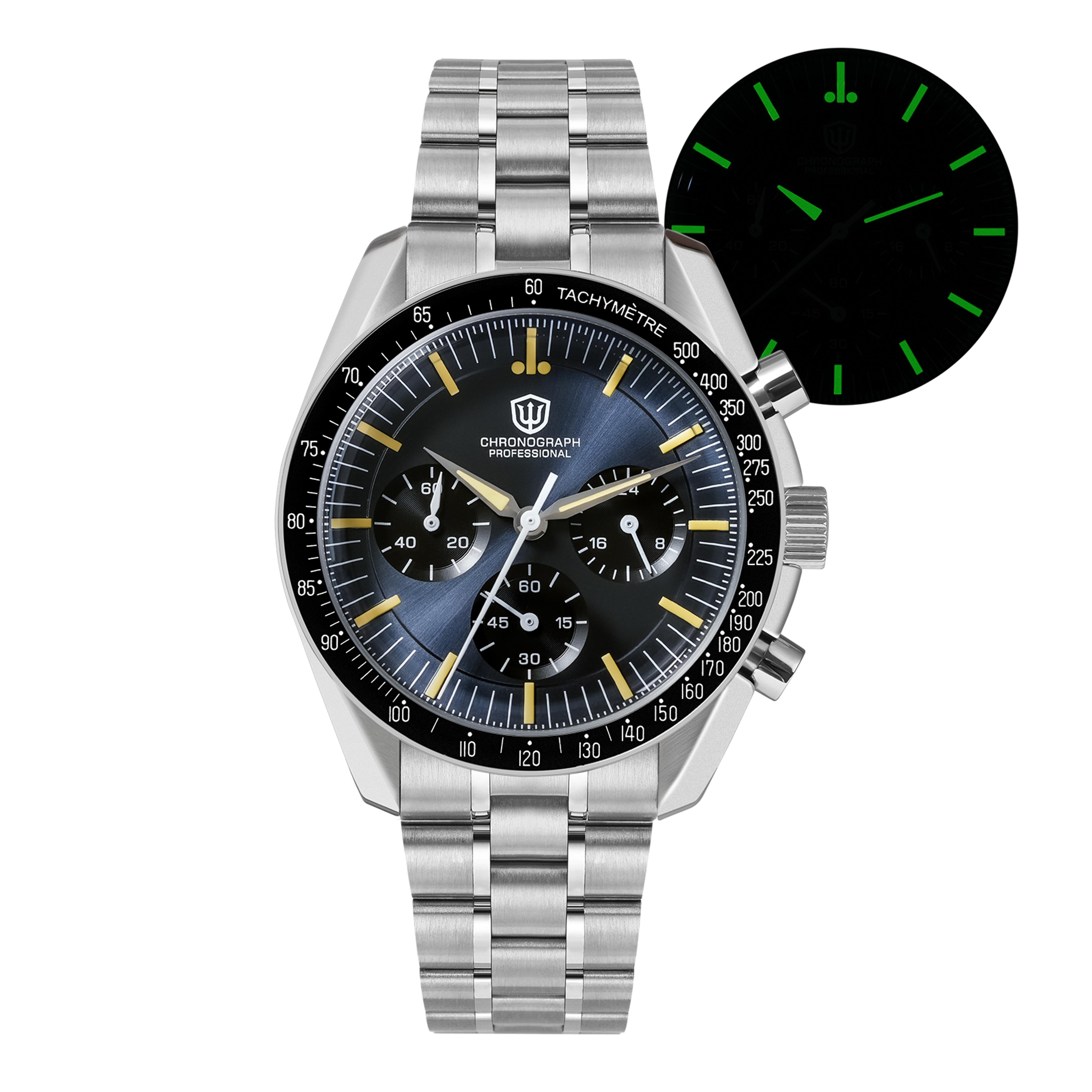 Meca Quartz Chronograph Sapphire Vintage Watch 2