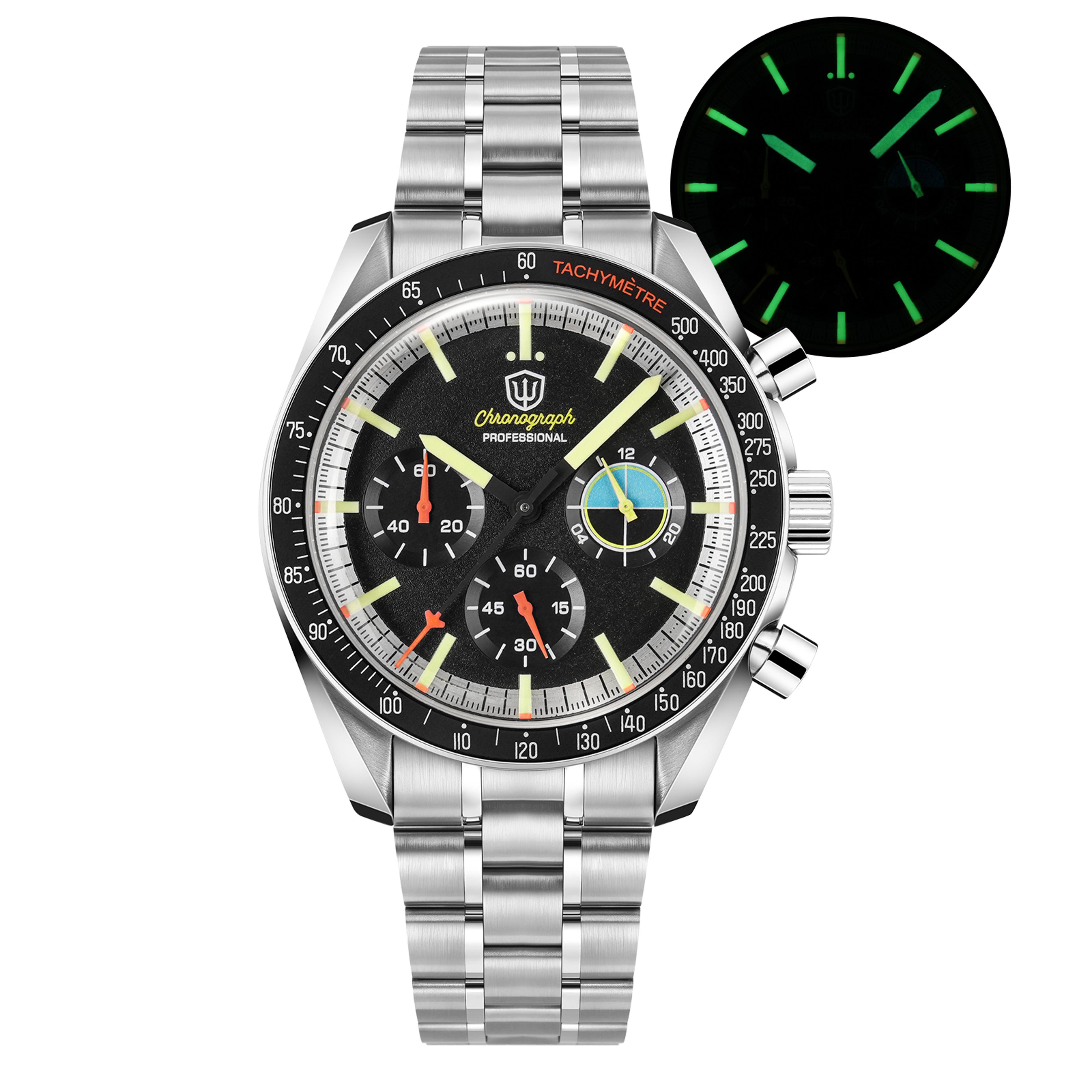 Meca Quartz Chronograph Sapphire Vintage Watch 12