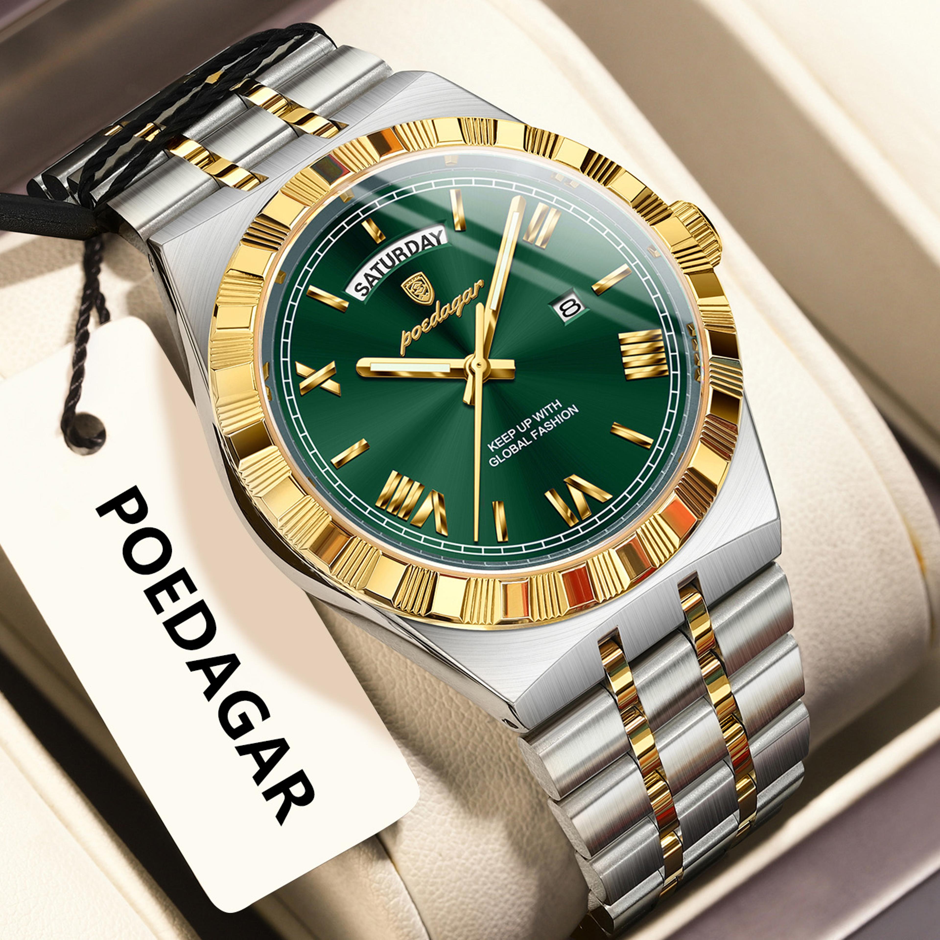 Luxury Mens Quartz Watch With Week Date Luminous Dial And Stainless Steel Band 10