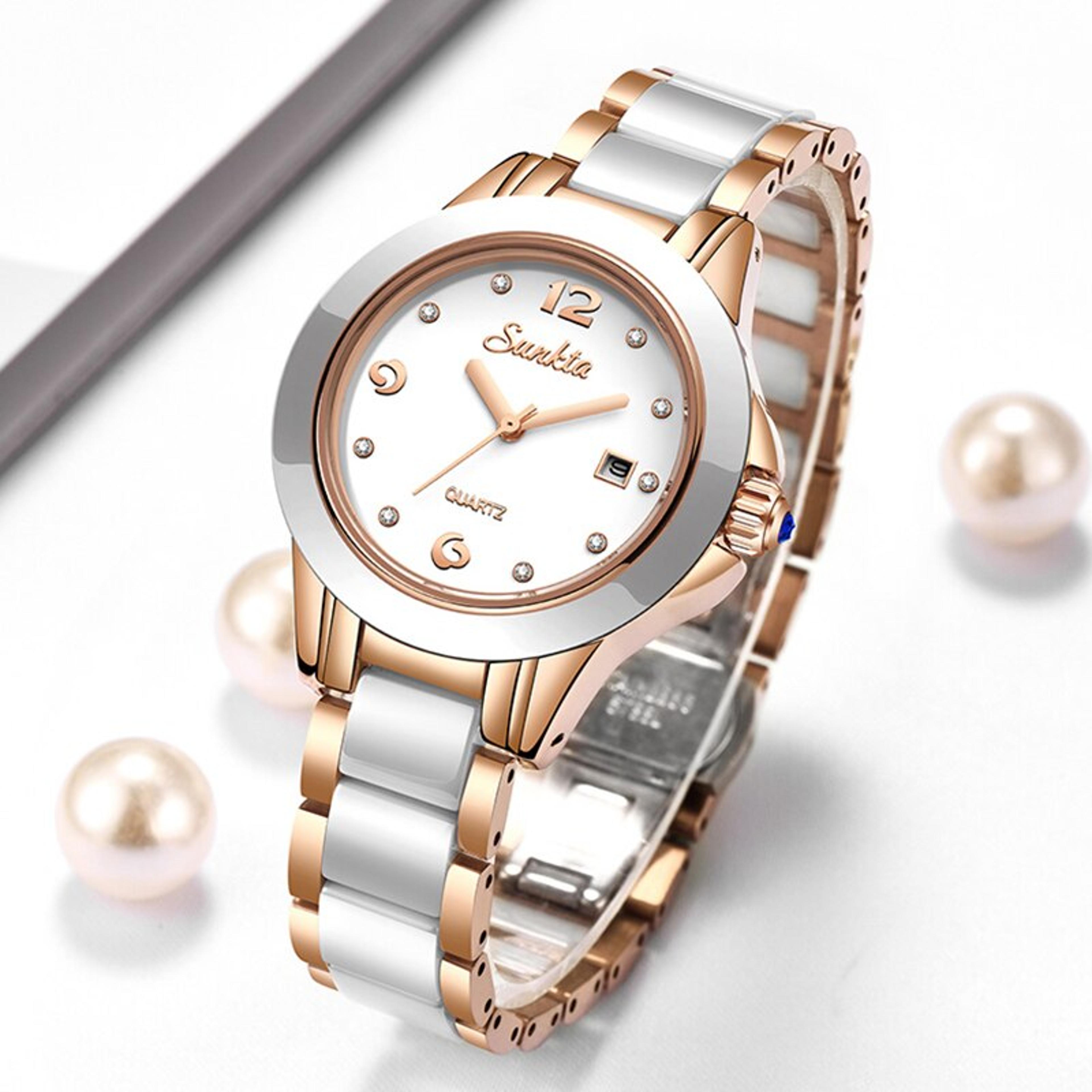 rose gold womens bracelet watch waterproof quartz date watch
