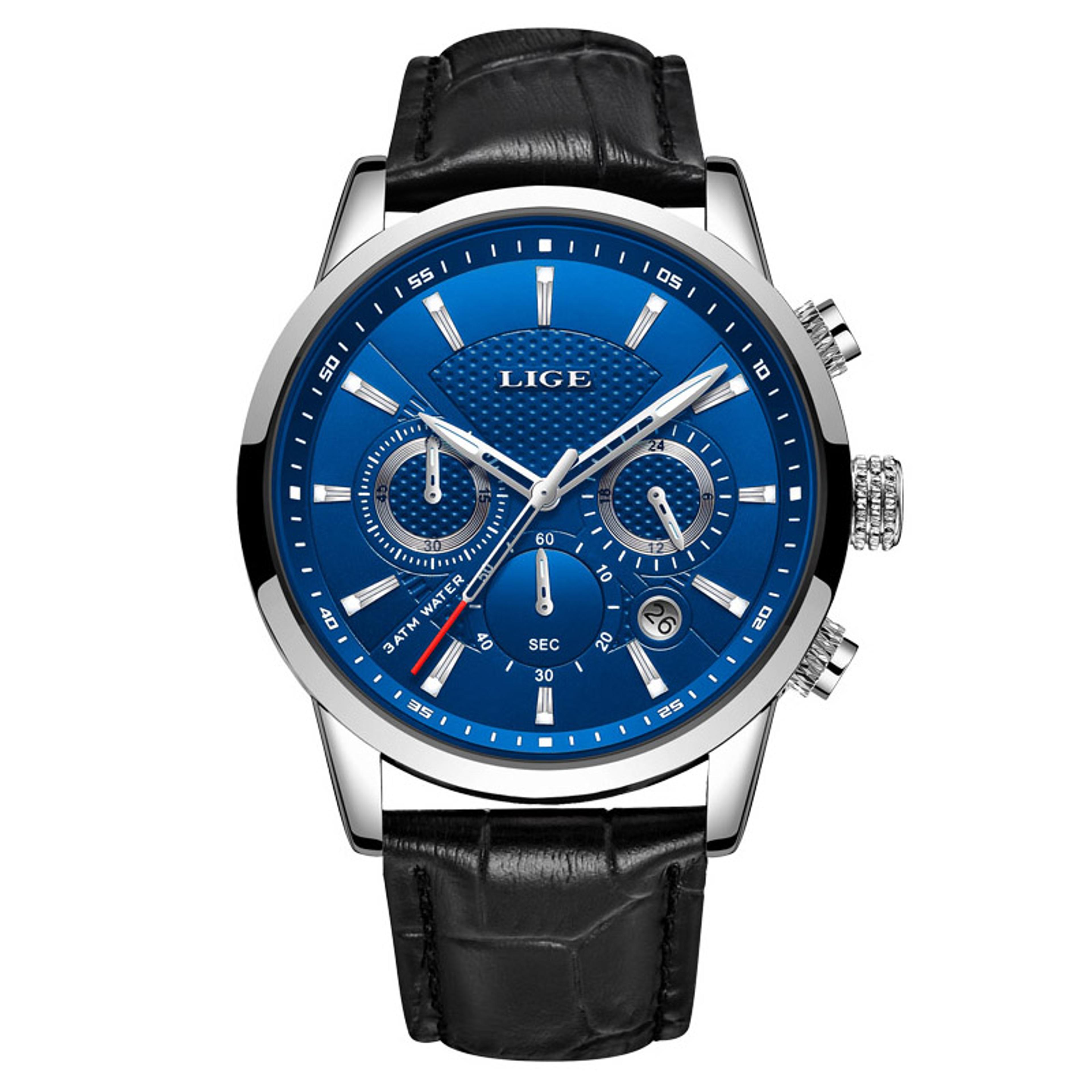 mens military leather quartz watch waterproof sports style