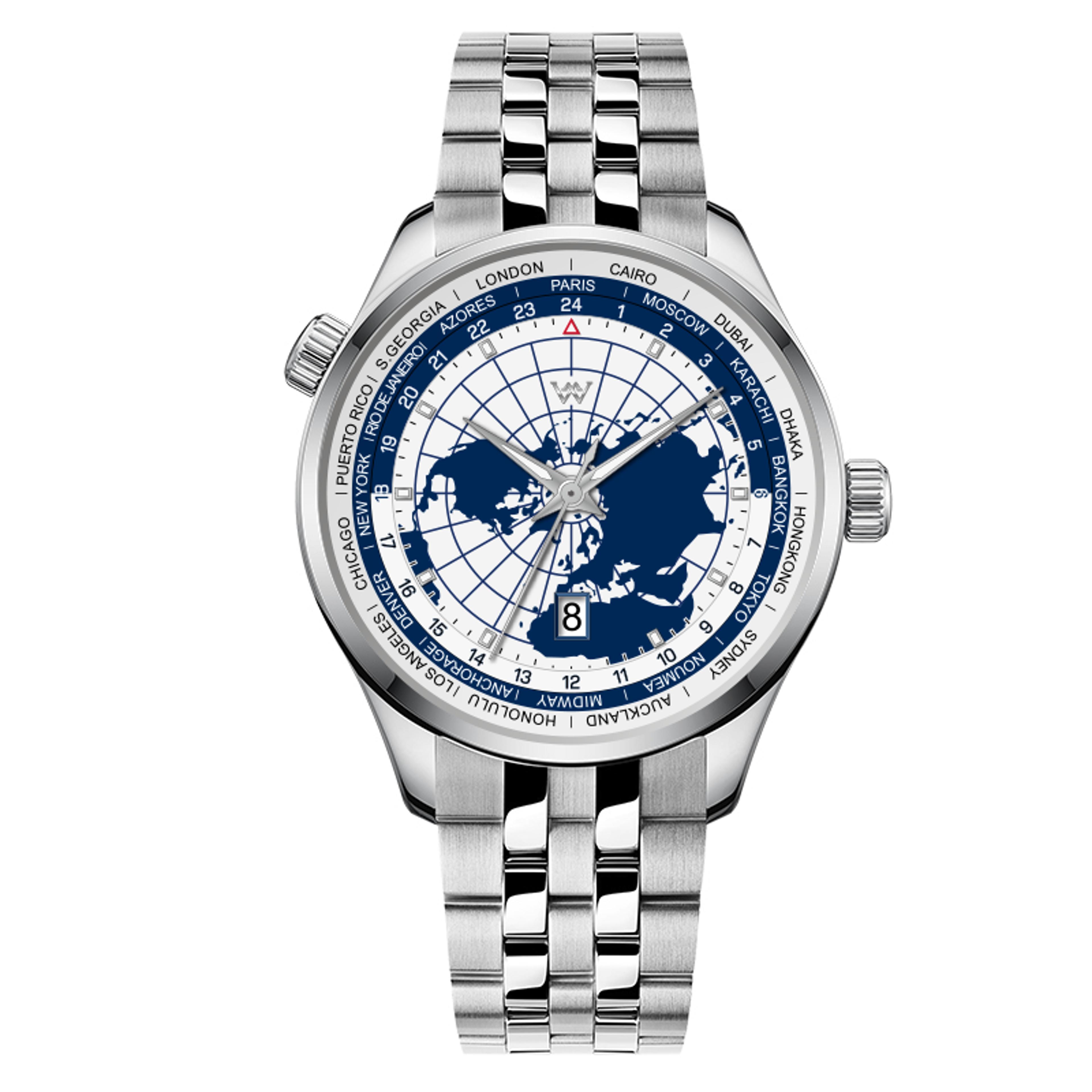 World Time Automatic Mechanical Watch With Sapphire Crystal And Water Resistance 0