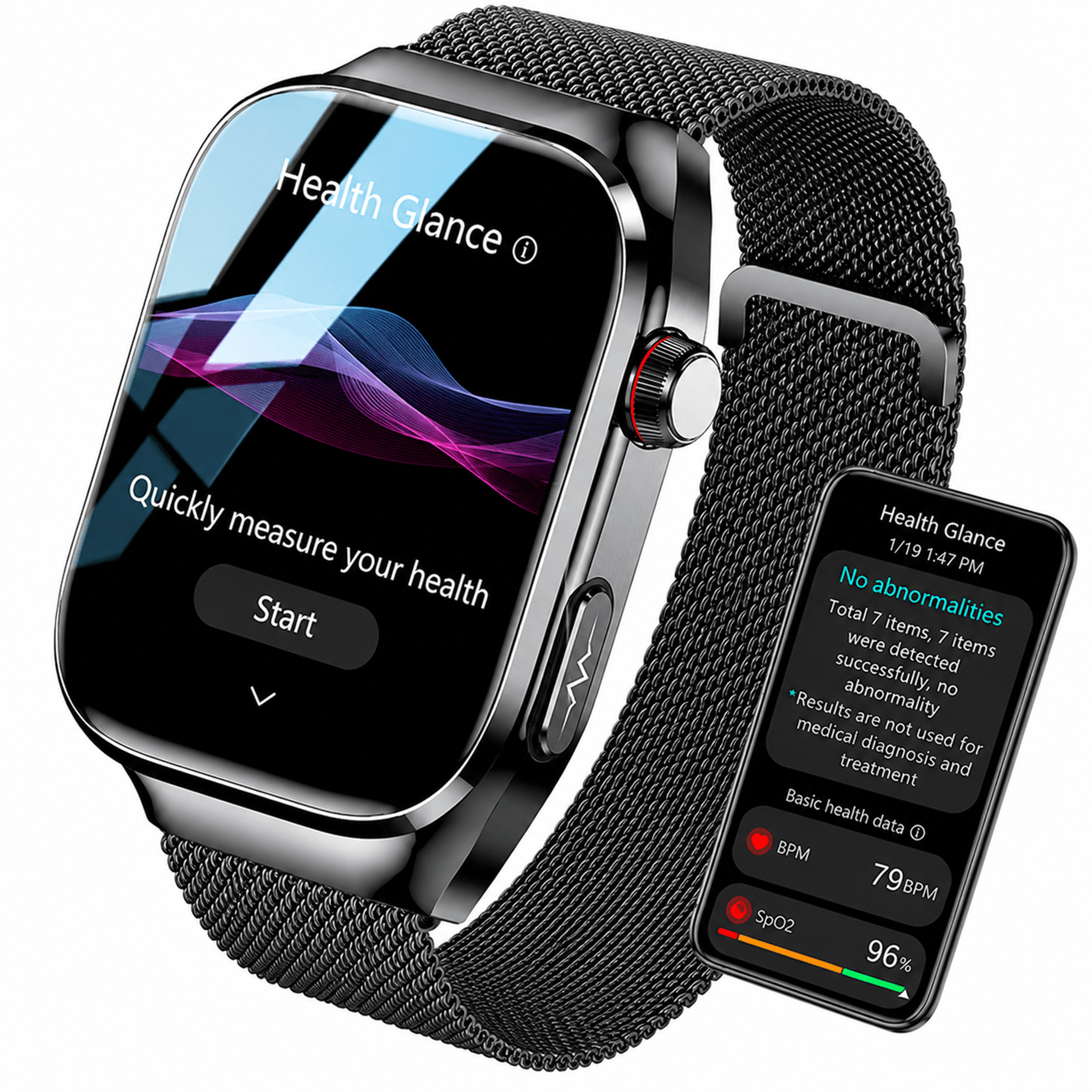 healthtrack smart watch for men with health monitoring body fat tracking and bluetooth calling