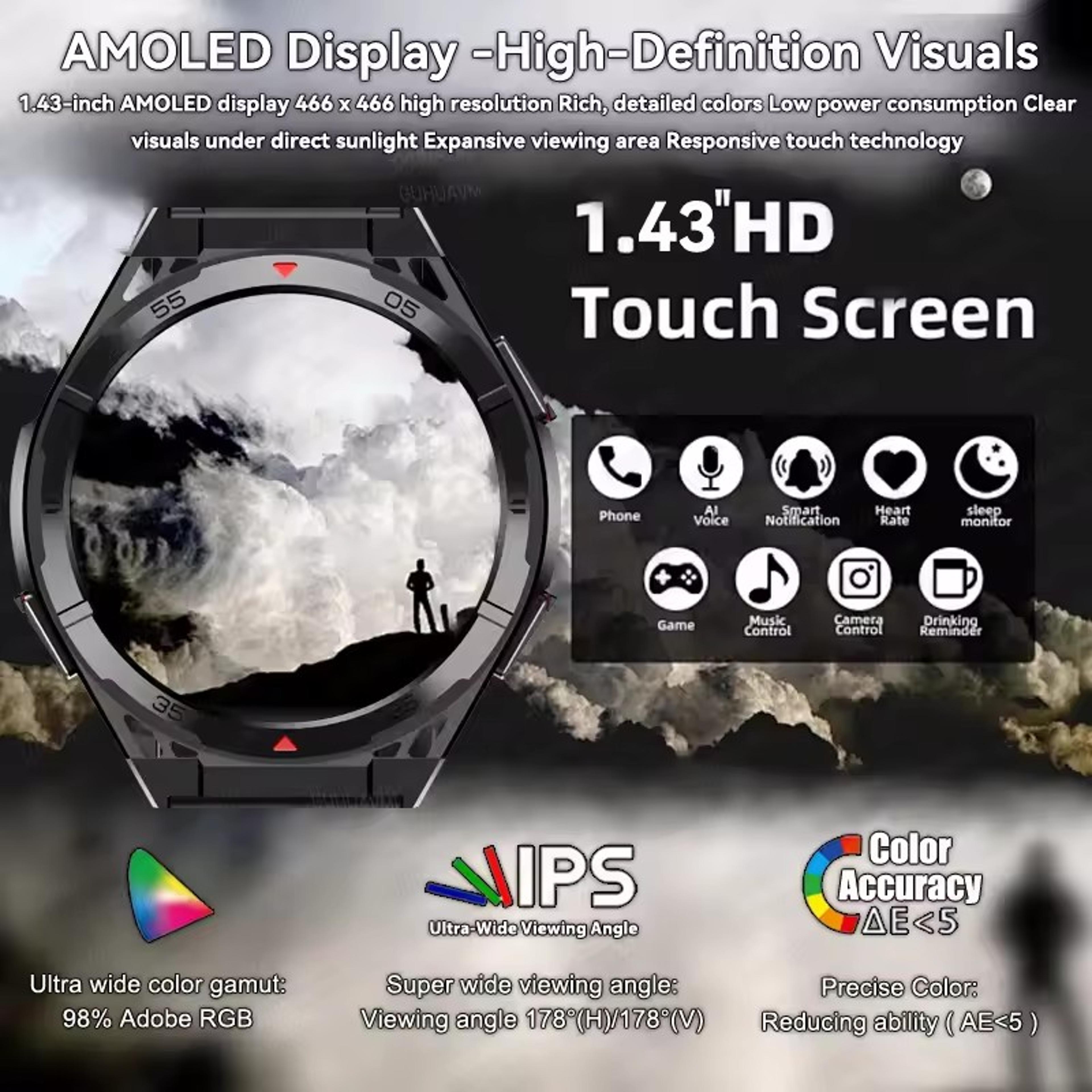 Outdoor GPS Smart Watch For Men AMOLED Waterproof Bluetooth Calling 2