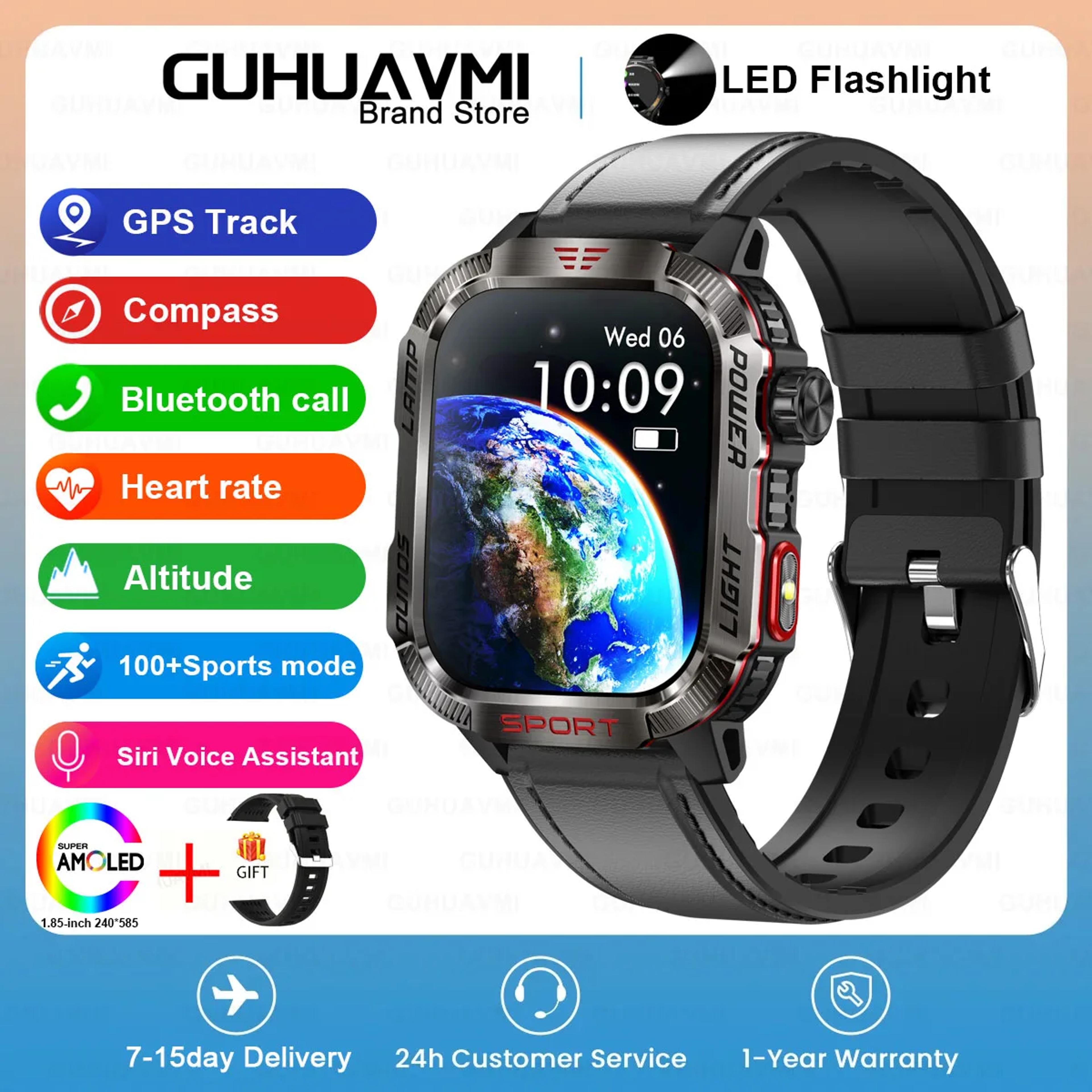 Rugged Outdoor Smartwatch With Compass LED Flashlight And Bluetooth Calling 7