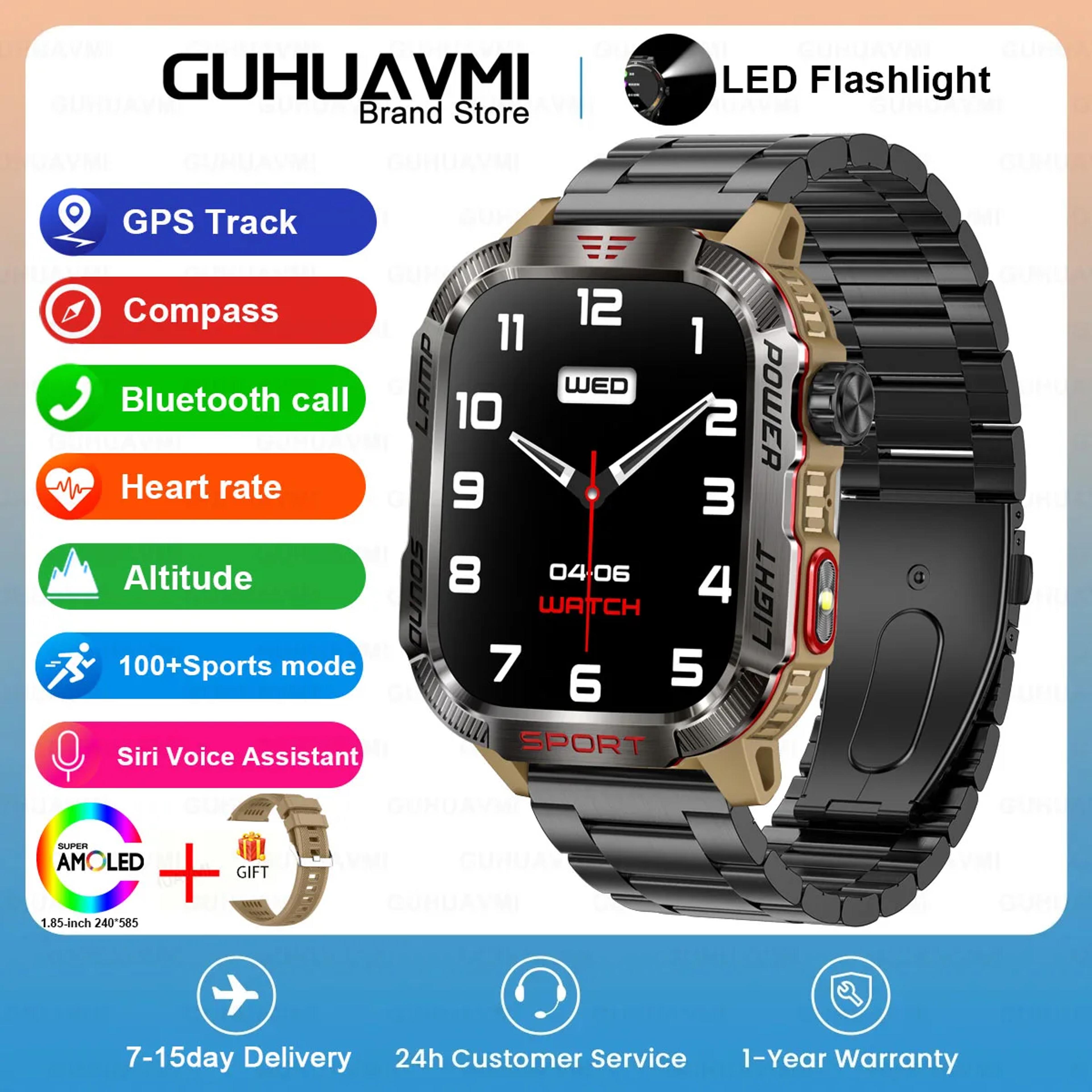 Rugged Outdoor Smartwatch With Compass LED Flashlight And Bluetooth Calling 13