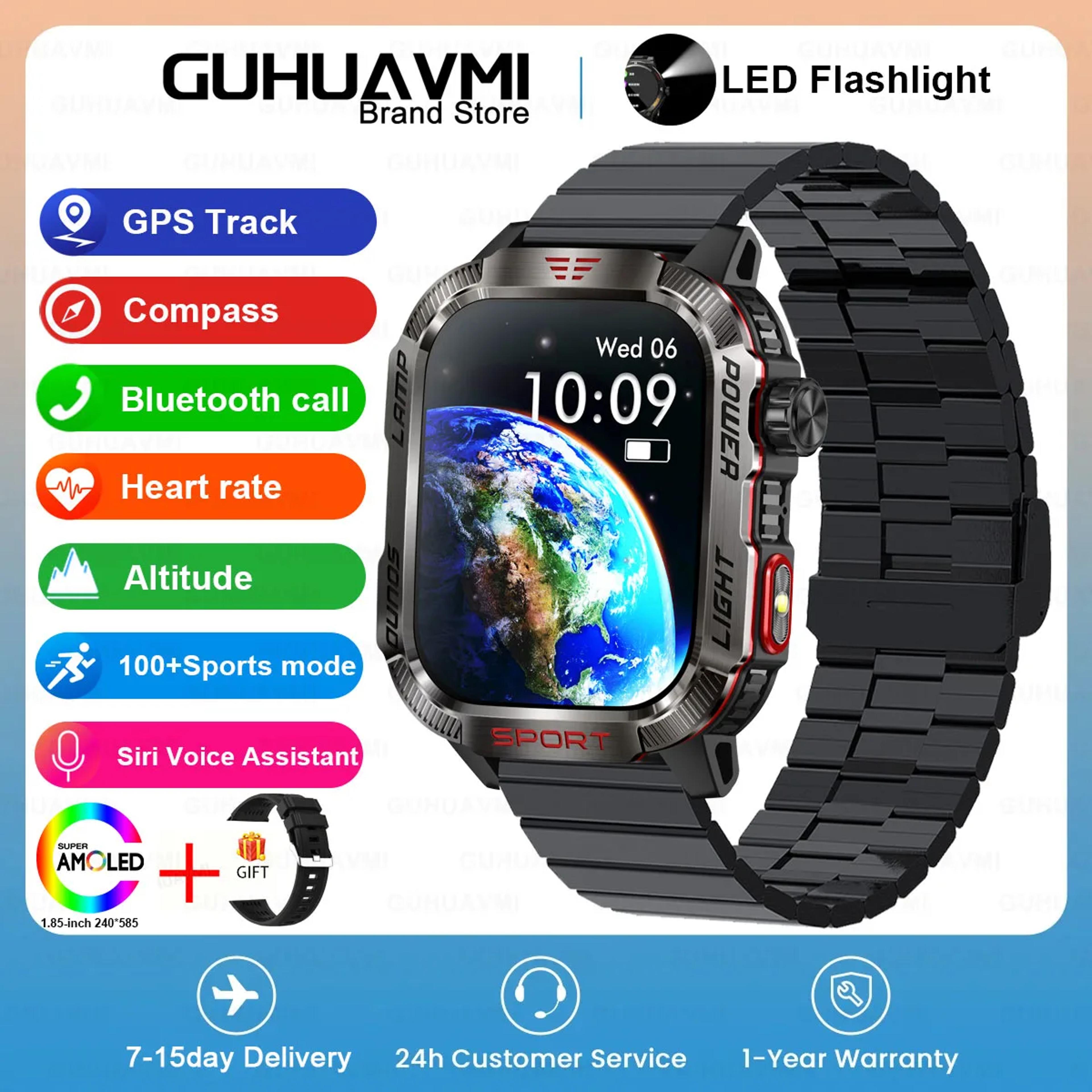 Rugged Outdoor Smartwatch With Compass LED Flashlight And Bluetooth Calling 14