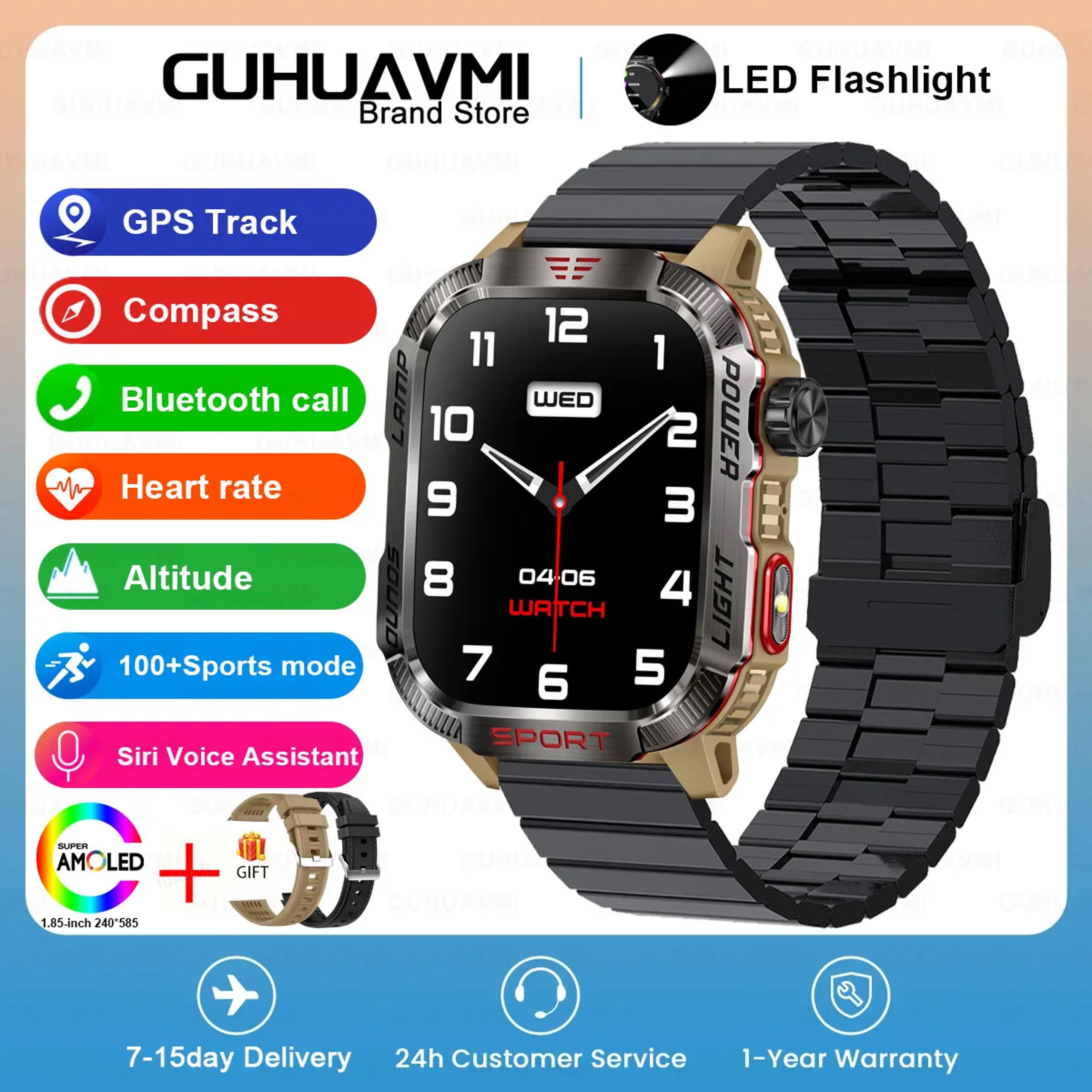 Rugged Outdoor Smartwatch With Compass LED Flashlight And Bluetooth Calling 19