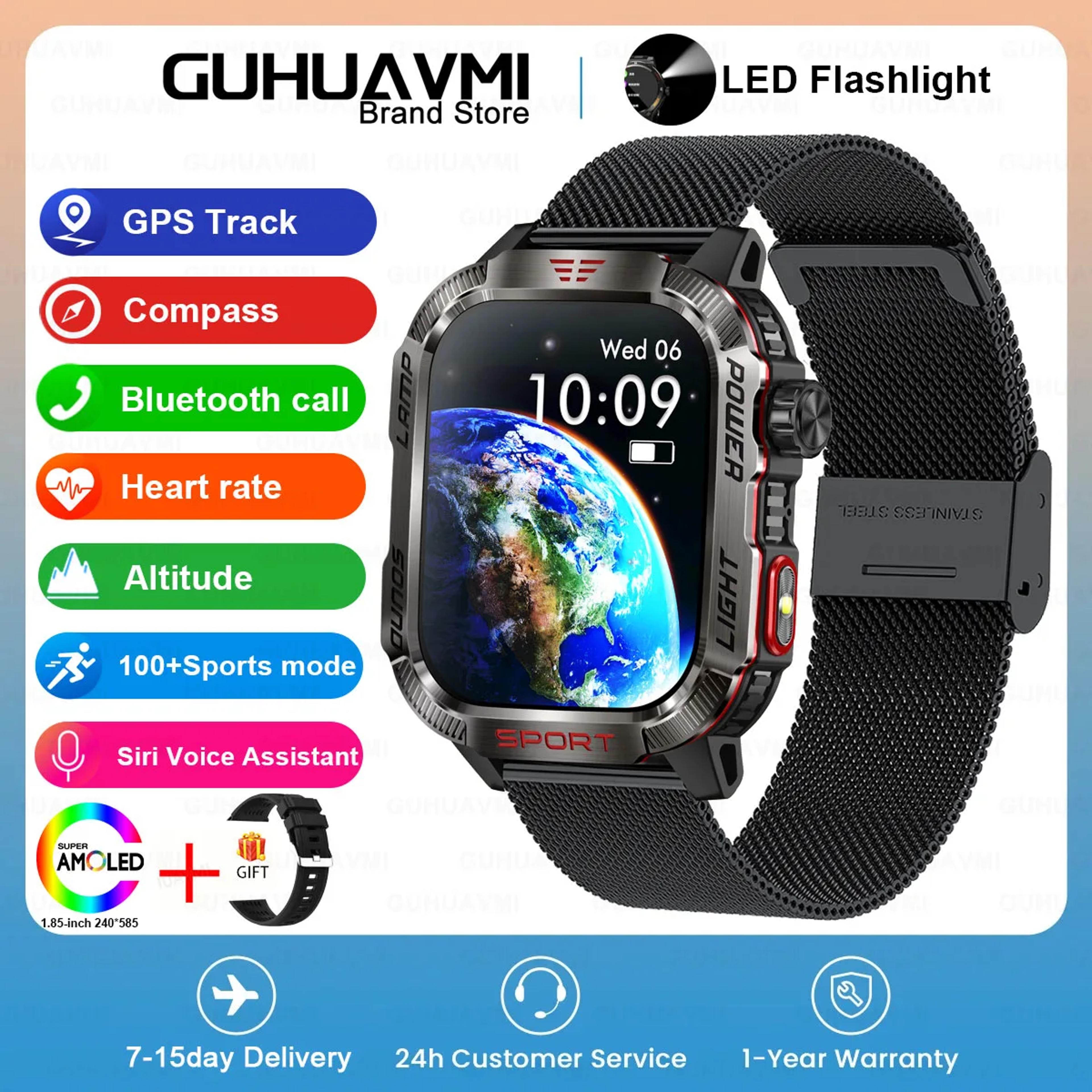Rugged Outdoor Smartwatch With Compass LED Flashlight And Bluetooth Calling 18