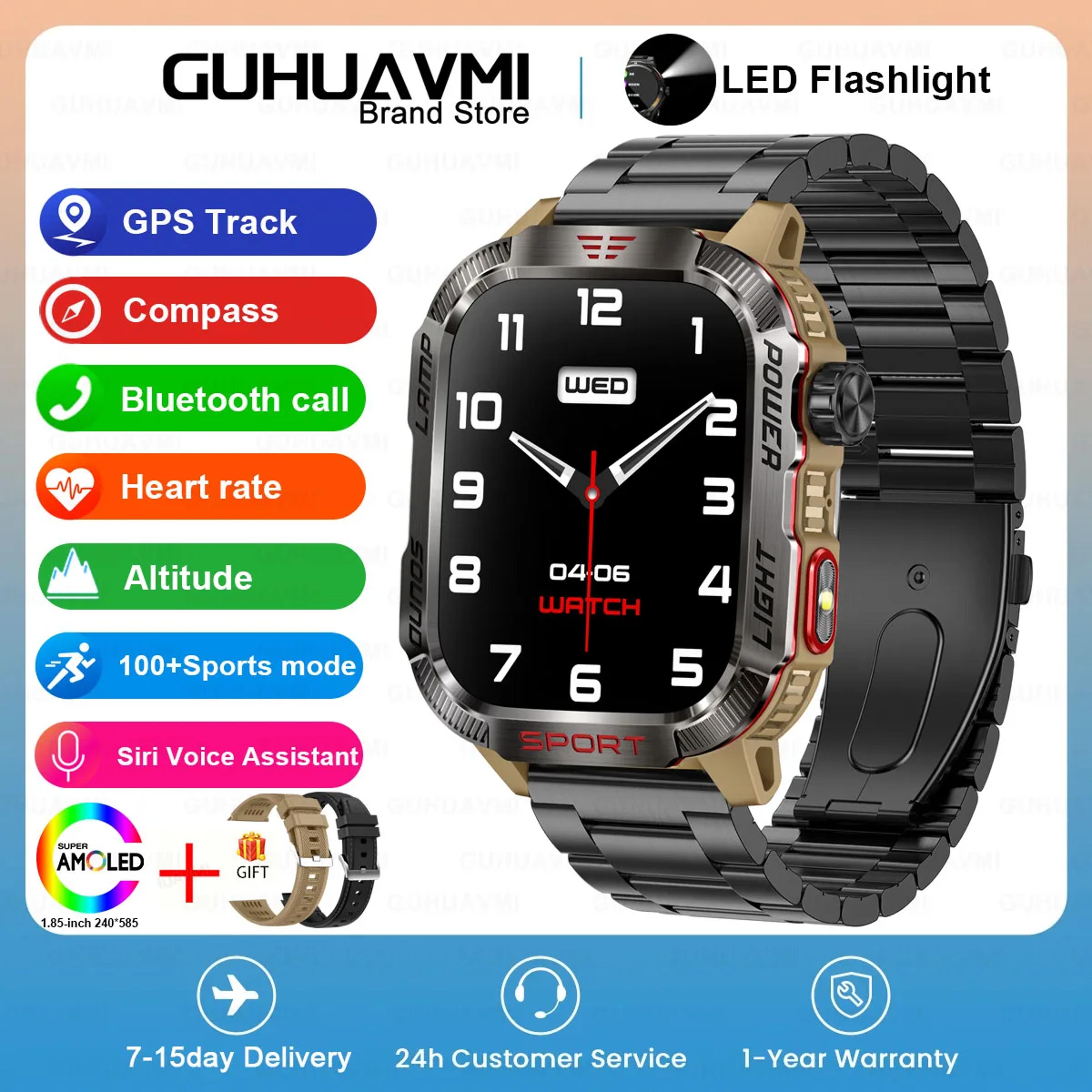 Rugged Outdoor Smartwatch With Compass LED Flashlight And Bluetooth Calling 20
