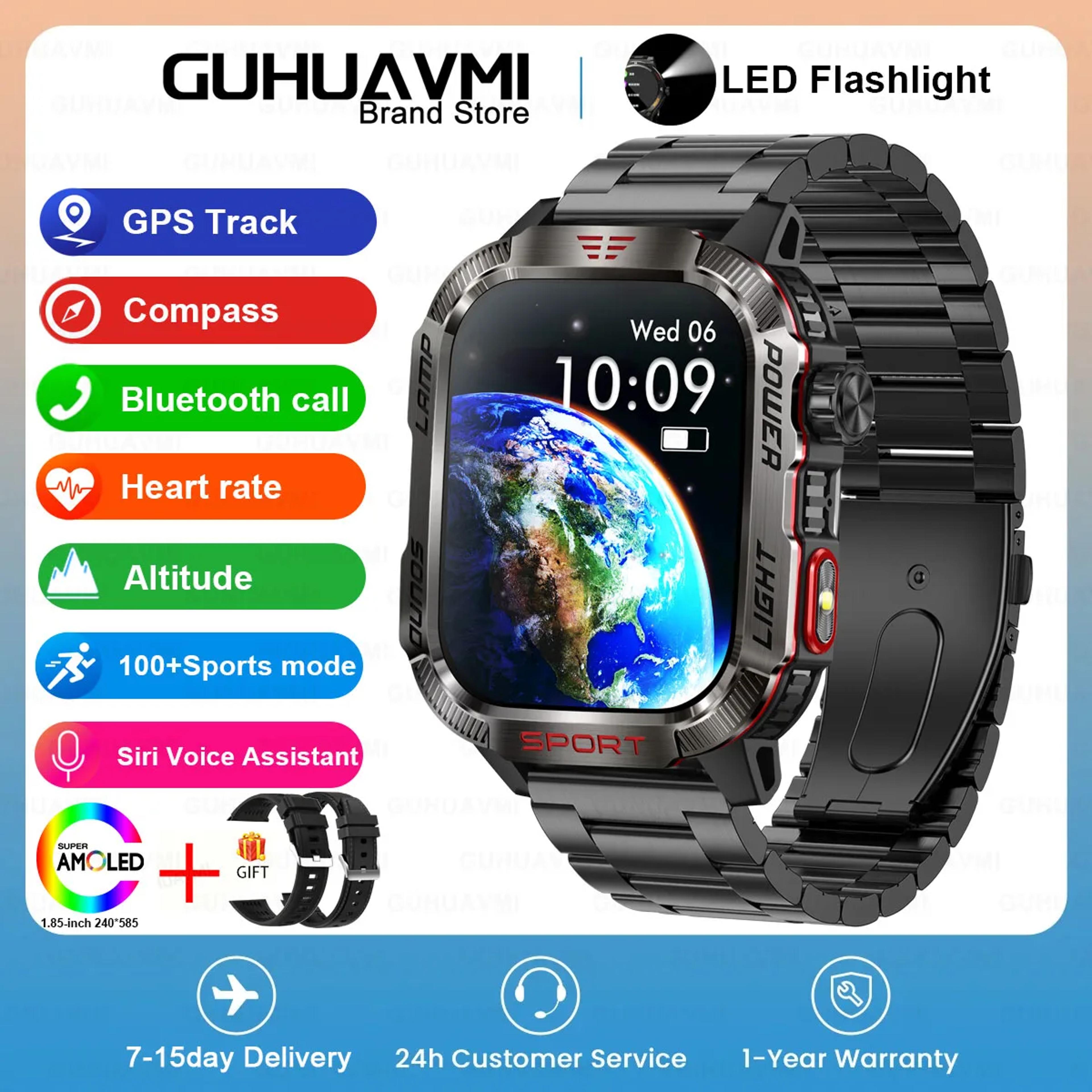 Rugged Outdoor Smartwatch With Compass LED Flashlight And Bluetooth Calling 23