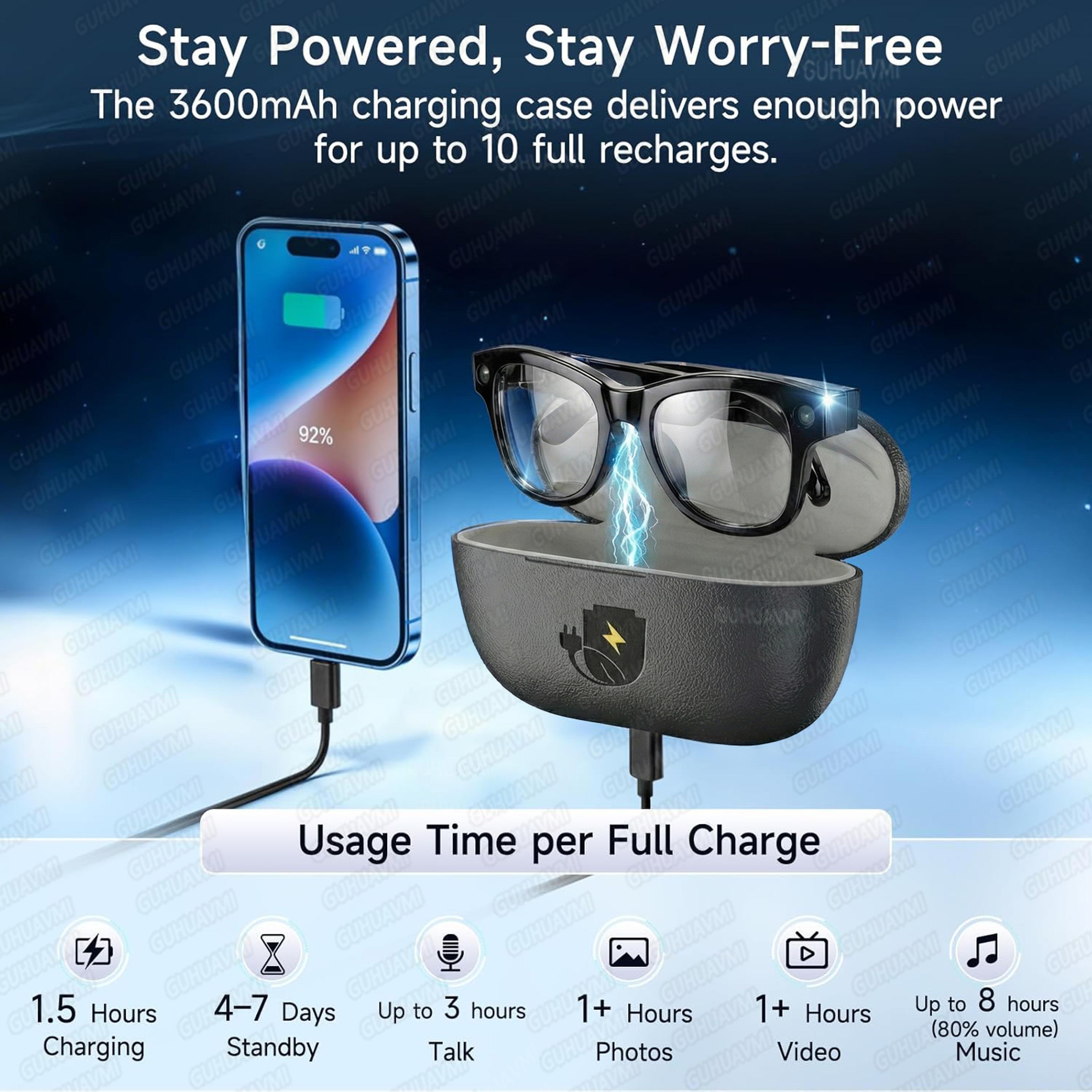 AI Smart Glasses With Camera Translation Storage And Charging Case 2
