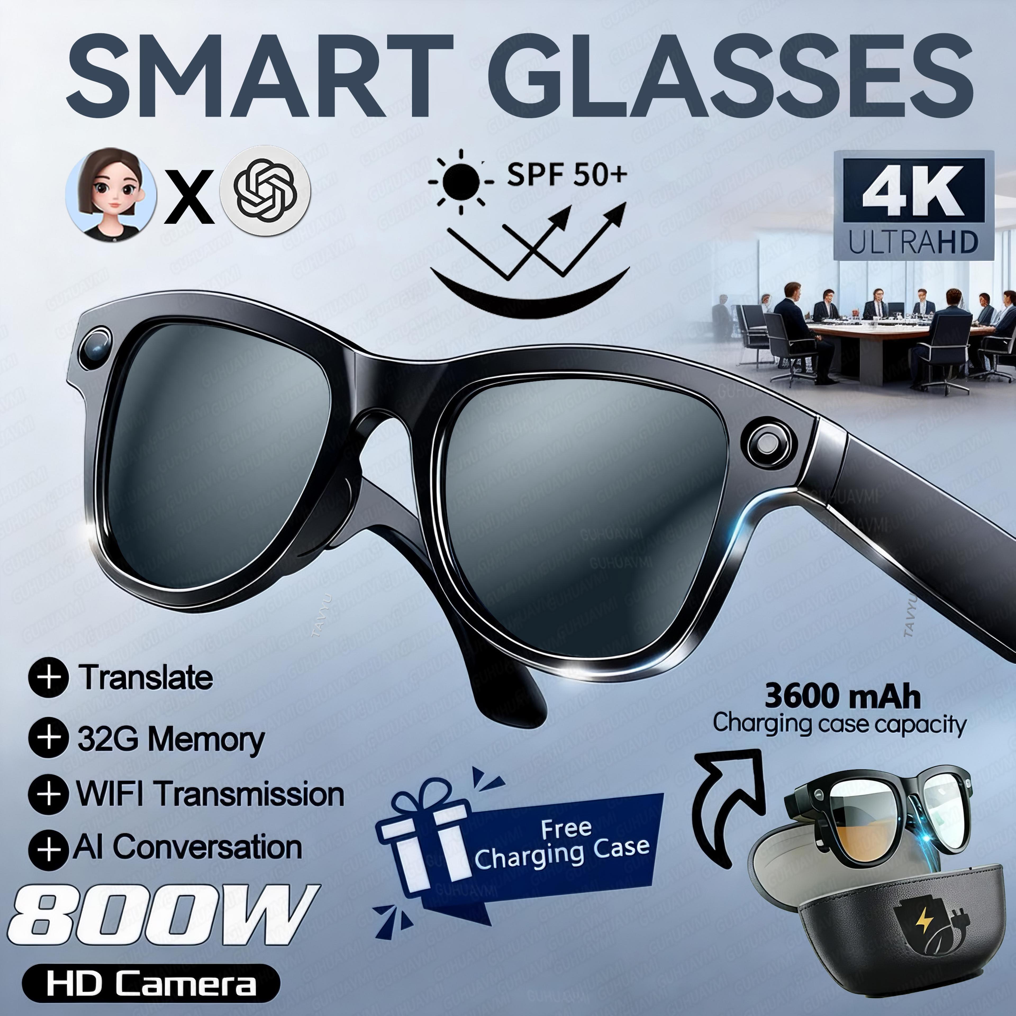 AI Smart Glasses With Camera Translation Storage And Charging Case 10