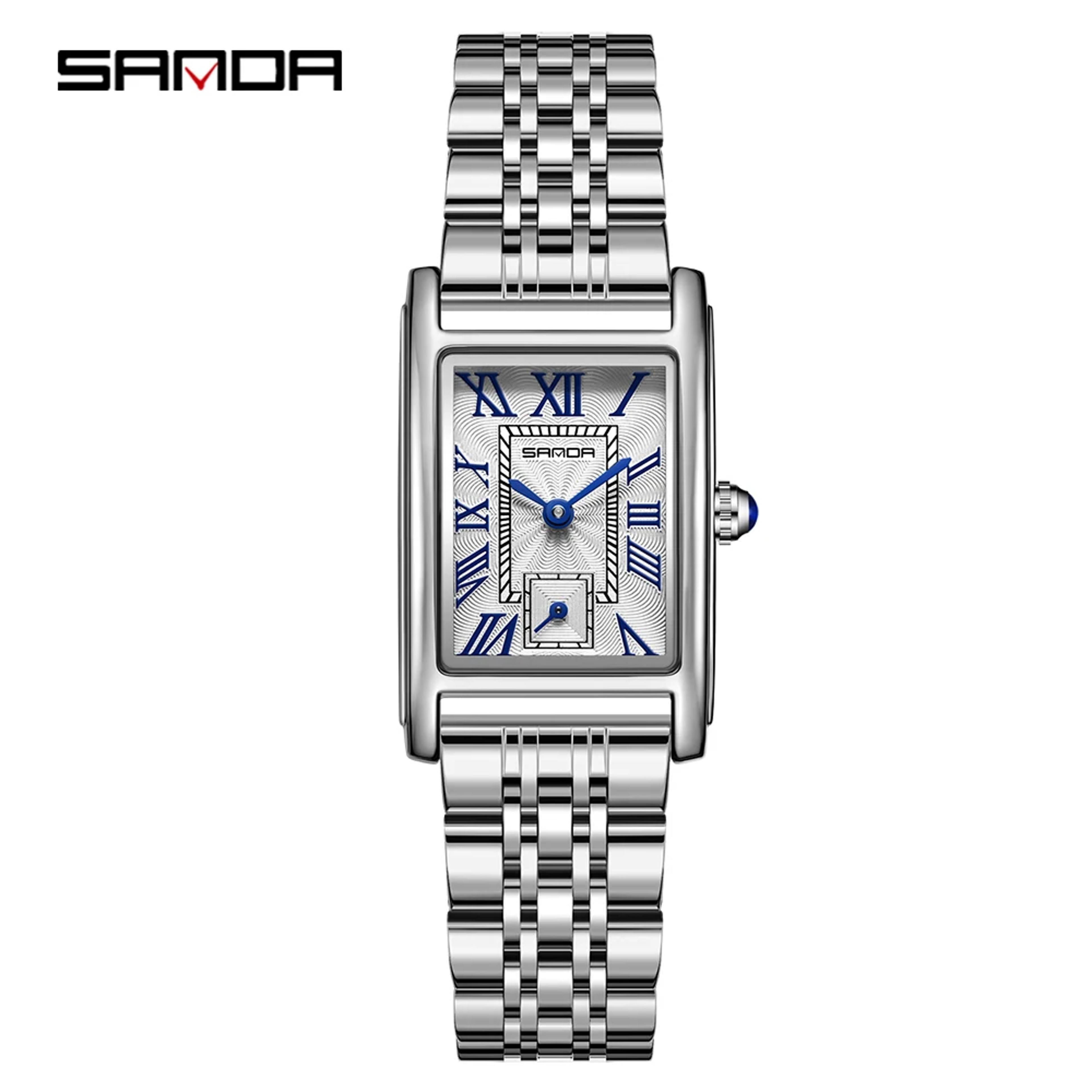 Womens Rectangle Watch Elegant Quartz Leather Wristwatch 12