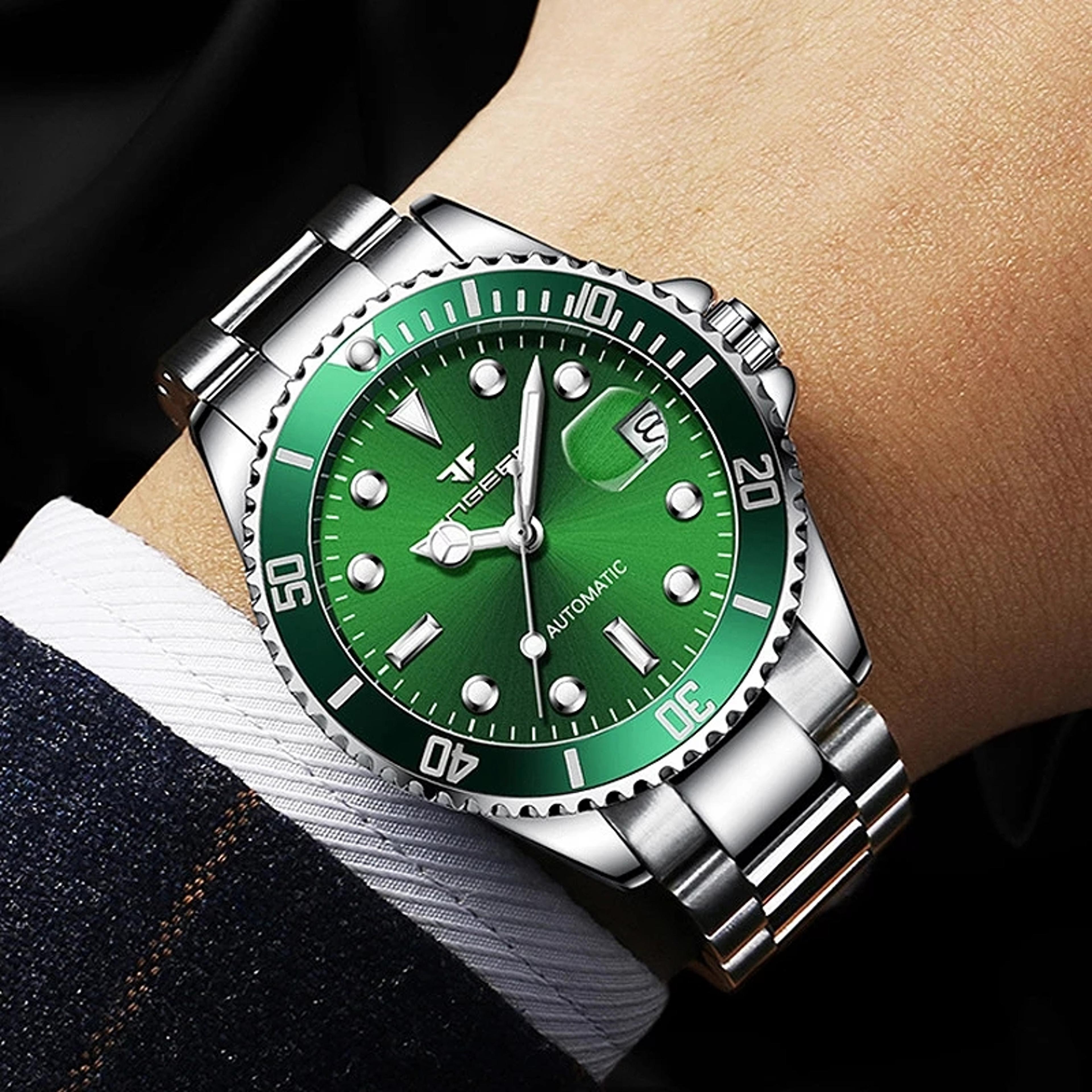 luxury automatic skeleton watch for men stainless steel luminous date