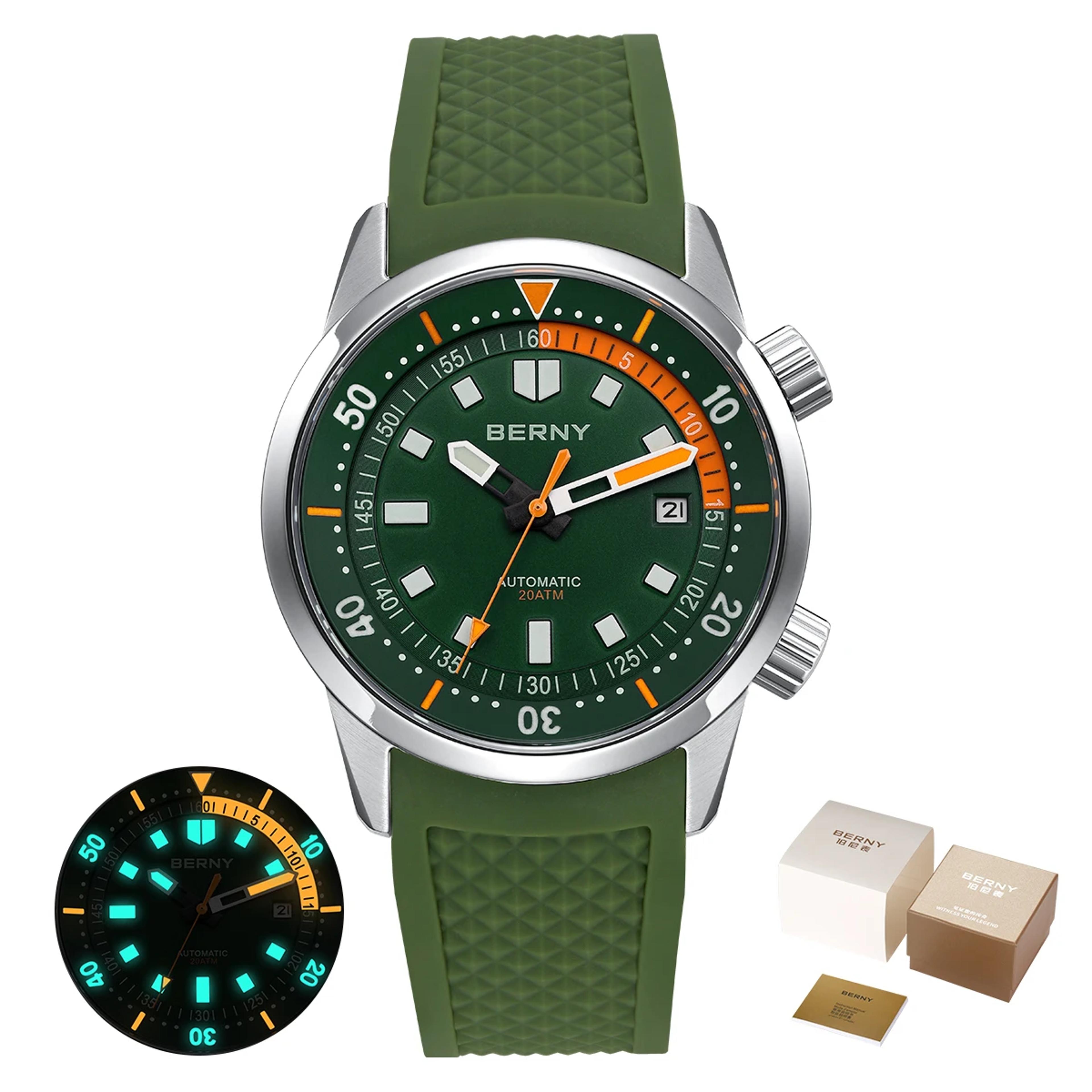 Automatic Dive Watch For Men Sapphire Crystal Stainless Steel 6